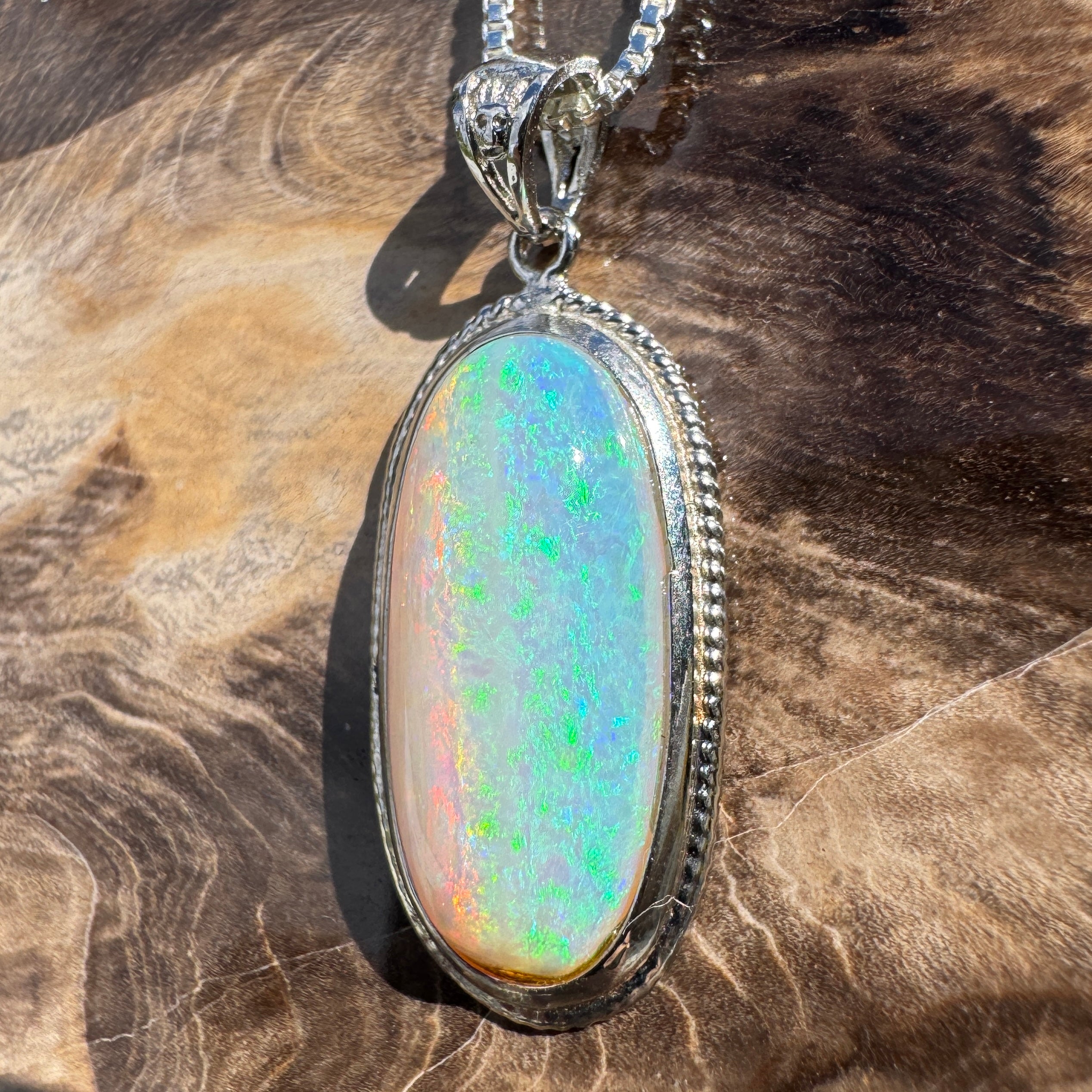 4ct Lightning Ridge Crystal Opal Pendant Necklace ~ 'Rottnest Deep' | 925 Sterling Silver | Solid Australian Opal
