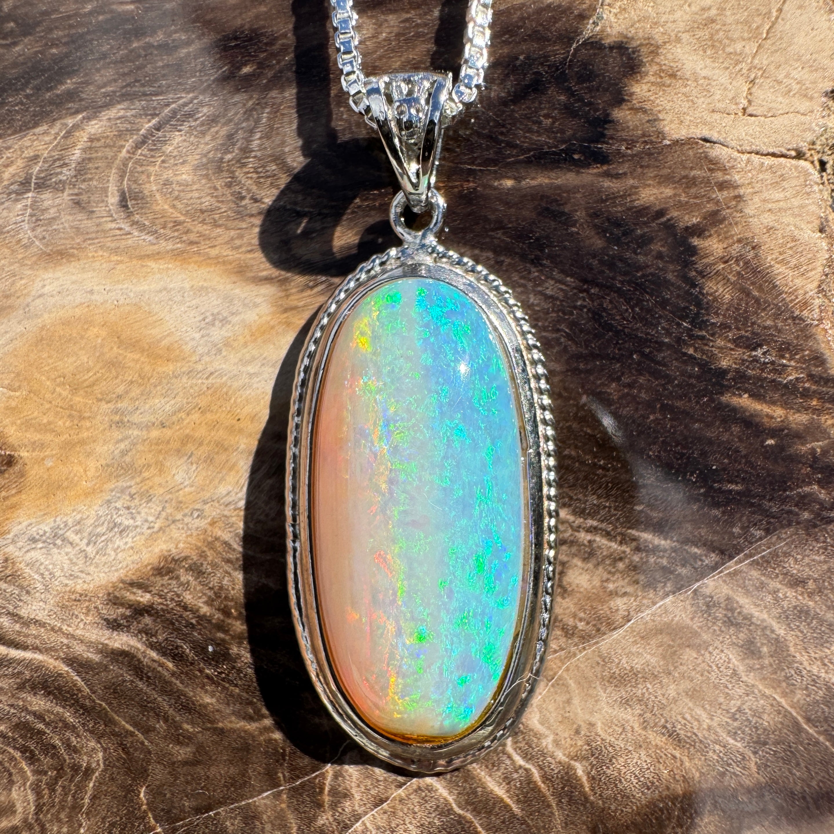 4ct Lightning Ridge Crystal Opal Pendant Necklace ~ 'Rottnest Deep' | 925 Sterling Silver | Solid Australian Opal
