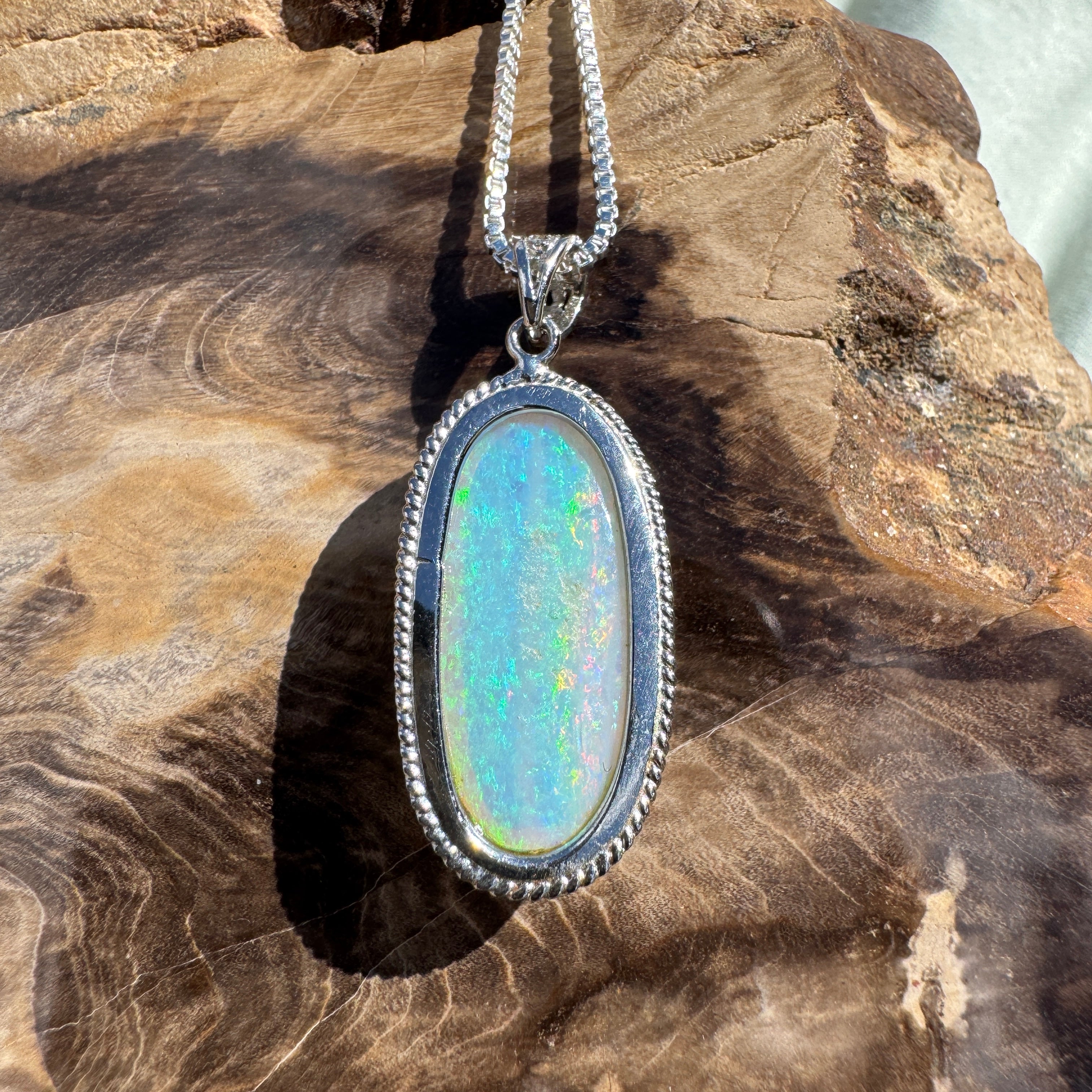 4ct Lightning Ridge Crystal Opal Pendant Necklace ~ 'Rottnest Deep' | 925 Sterling Silver | Solid Australian Opal