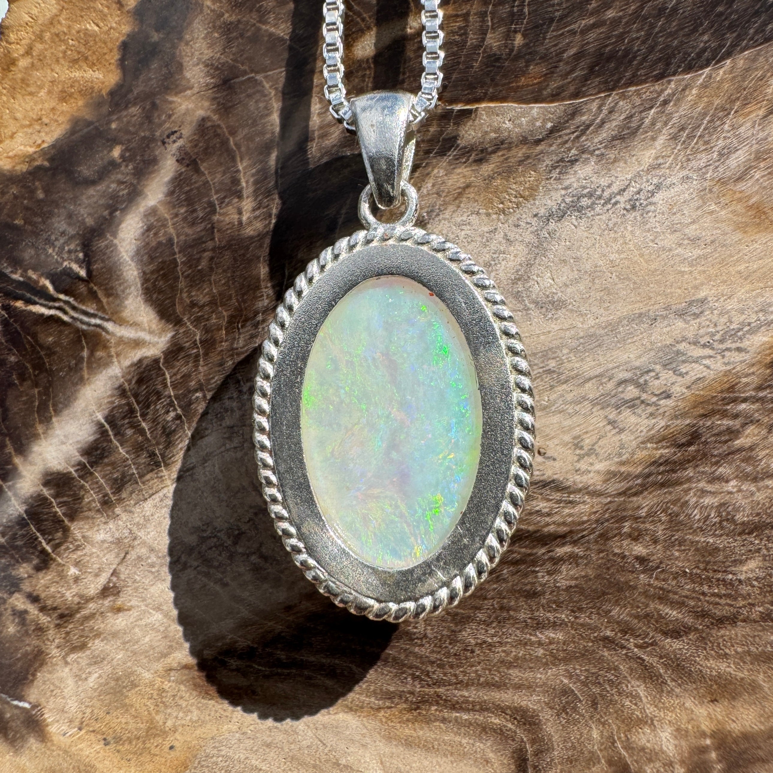 3.2ct Coober Pedy Opal Pendant Necklace ~ 'Broome Sunset Blaze' | 925 Sterling Silver | Solid Australian Opal