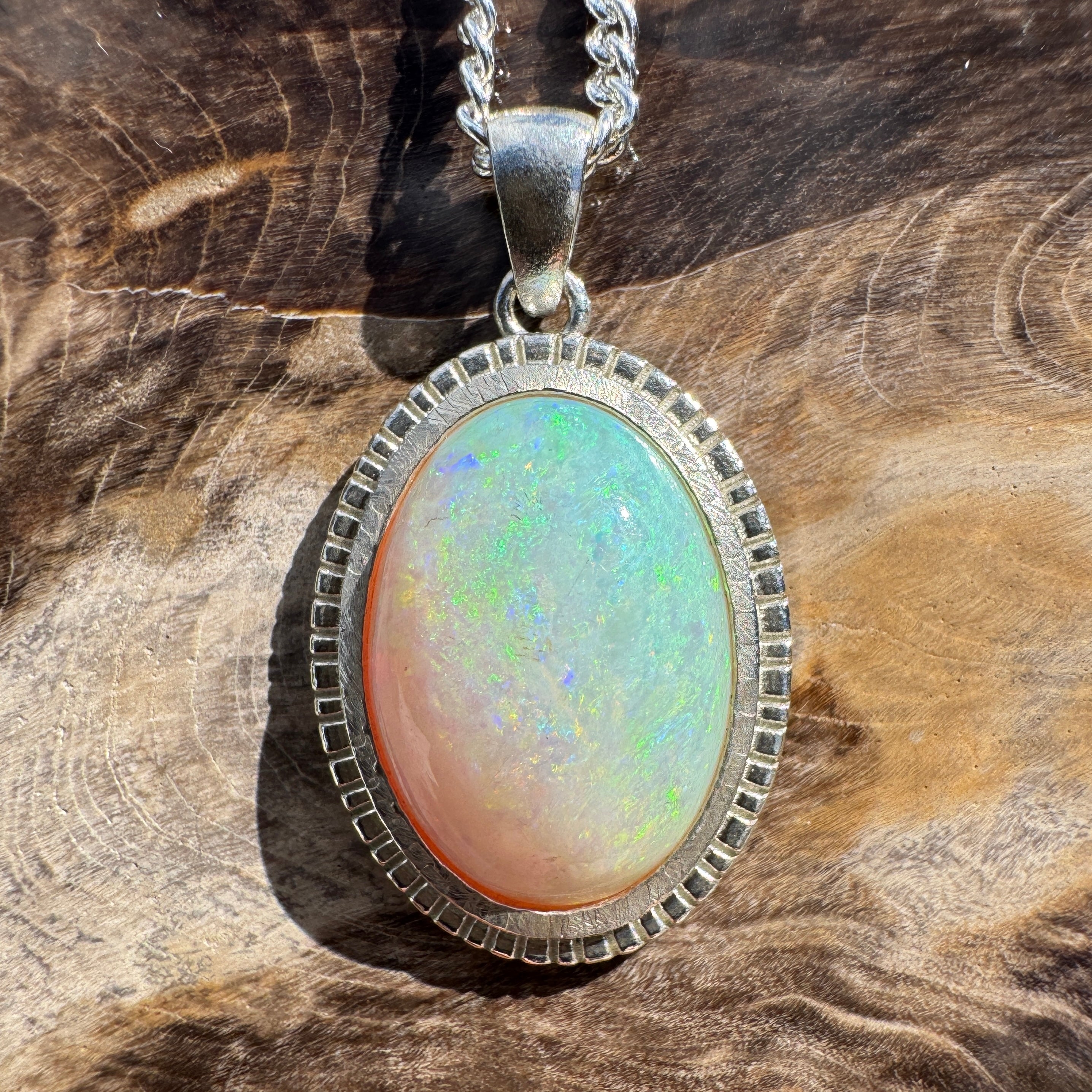 4ct Coober Pedy Opal Pendant Necklace ~ 'Wineglass Bay Waters' | 925 Sterling Silver | Solid Australian Opal