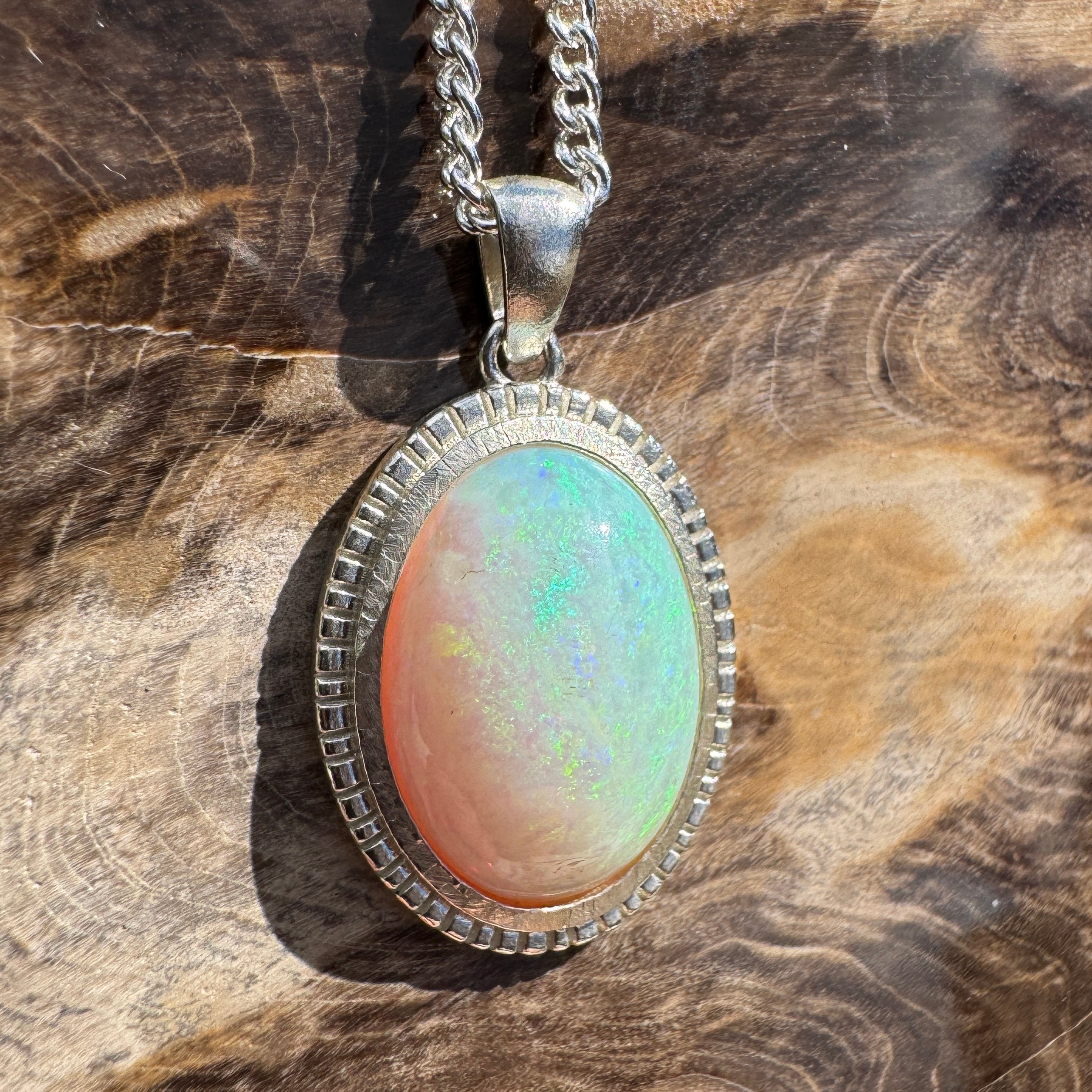 4ct Coober Pedy Opal Pendant Necklace ~ 'Wineglass Bay Waters' | 925 Sterling Silver | Solid Australian Opal