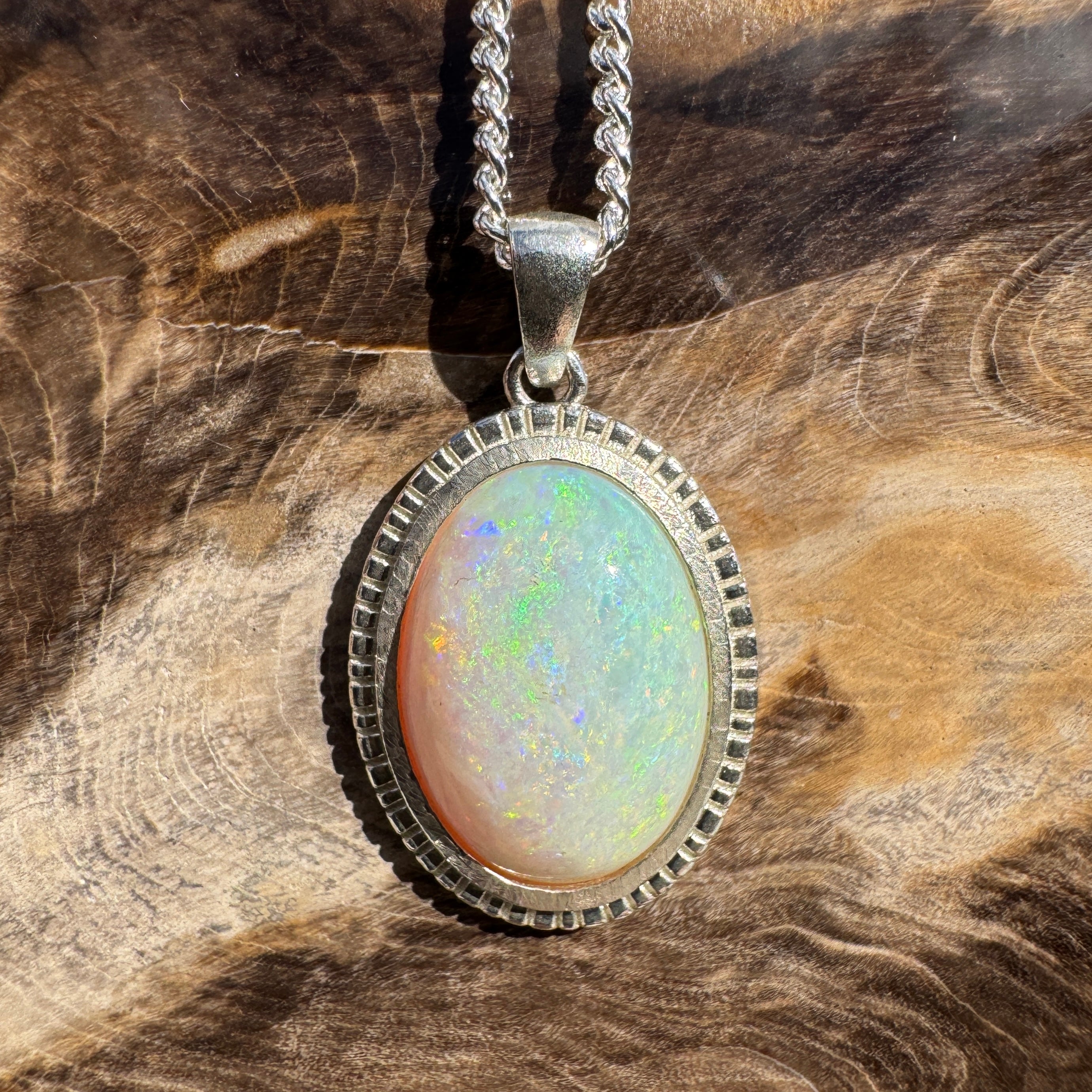 4ct Coober Pedy Opal Pendant Necklace ~ 'Wineglass Bay Waters' | 925 Sterling Silver | Solid Australian Opal