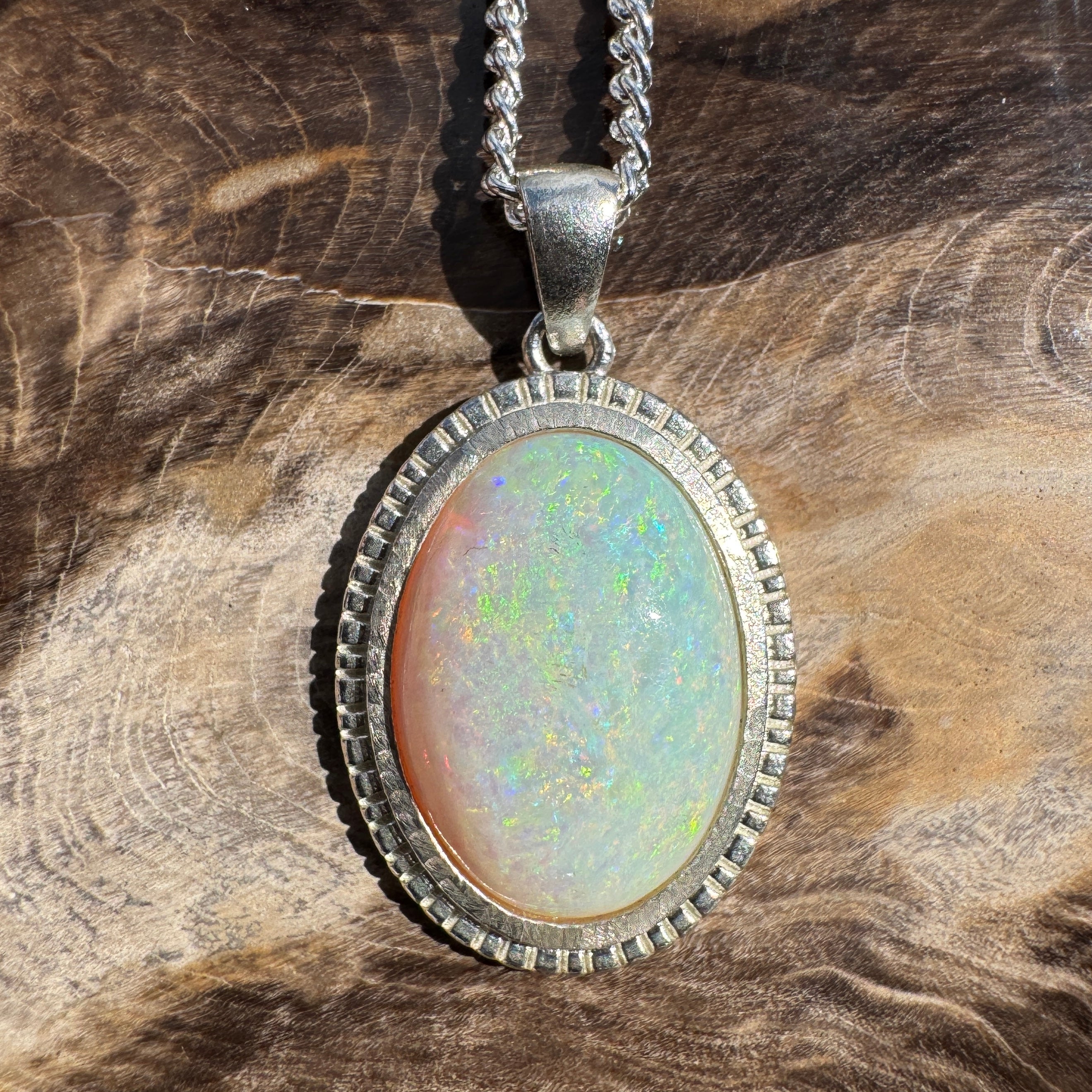 4ct Coober Pedy Opal Pendant Necklace ~ 'Wineglass Bay Waters' | 925 Sterling Silver | Solid Australian Opal