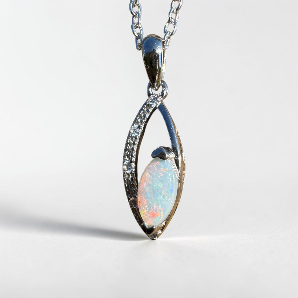 0.4ct Coober Pedy Opal Pendant Necklace ~ 'Lake Eyre Spark' | 925 Sterling Silver | Solid Australian Opal