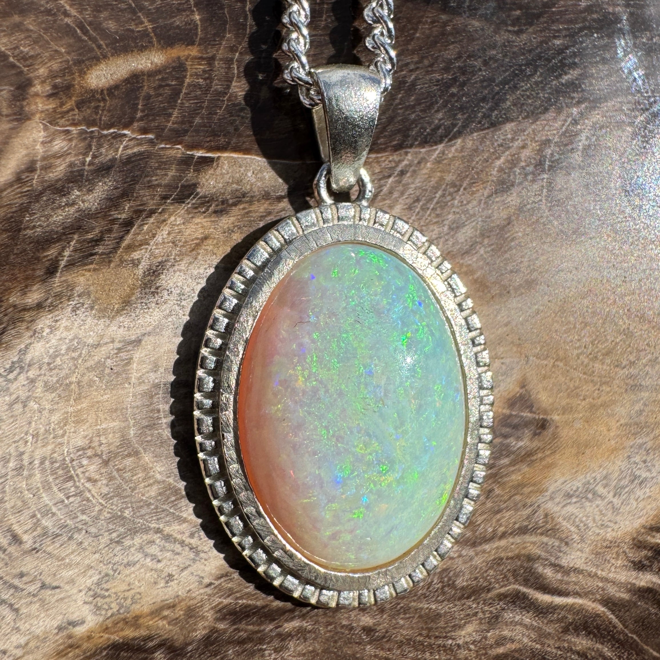 4ct Coober Pedy Opal Pendant Necklace ~ 'Wineglass Bay Waters' | 925 Sterling Silver | Solid Australian Opal