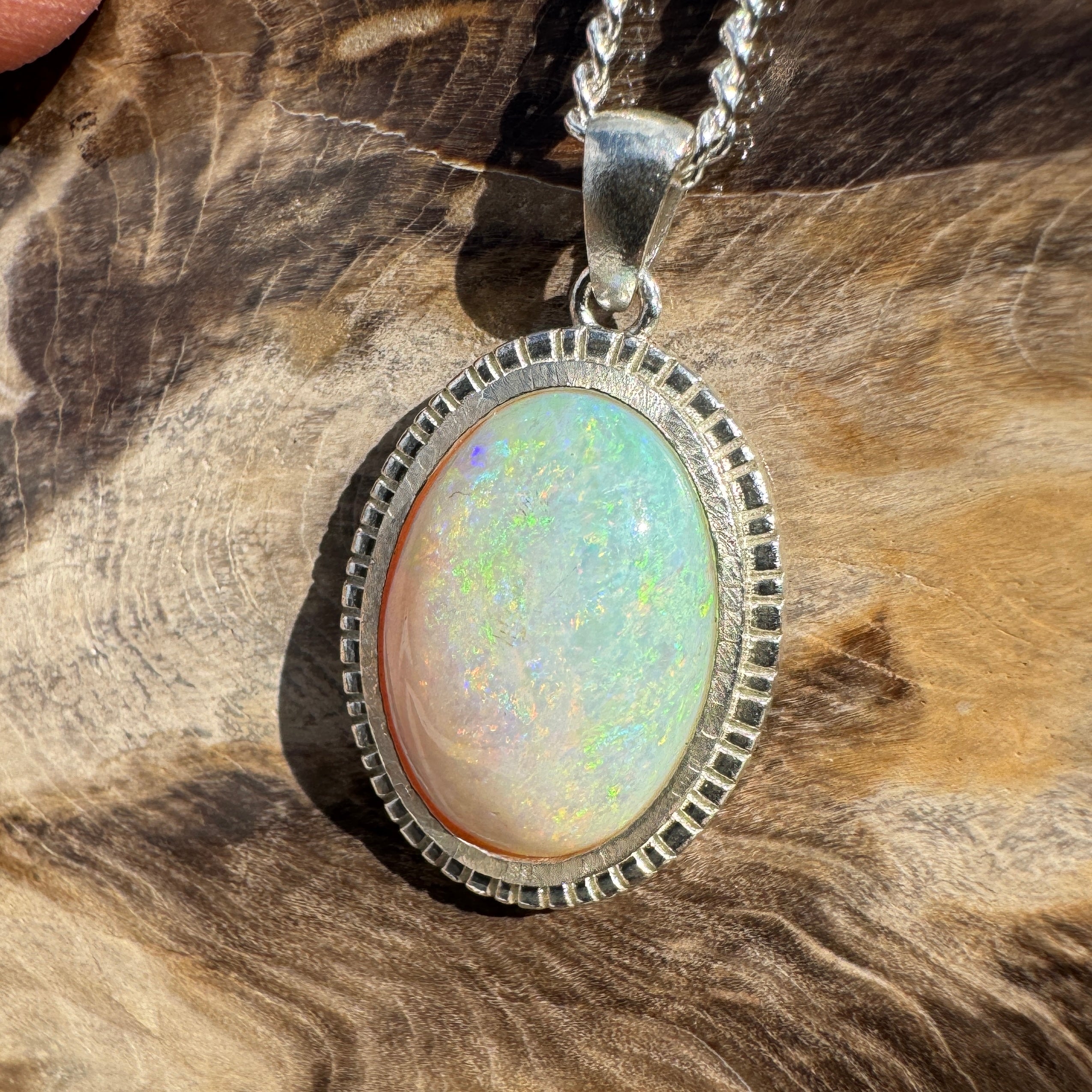 4ct Coober Pedy Opal Pendant Necklace ~ 'Wineglass Bay Waters' | 925 Sterling Silver | Solid Australian Opal