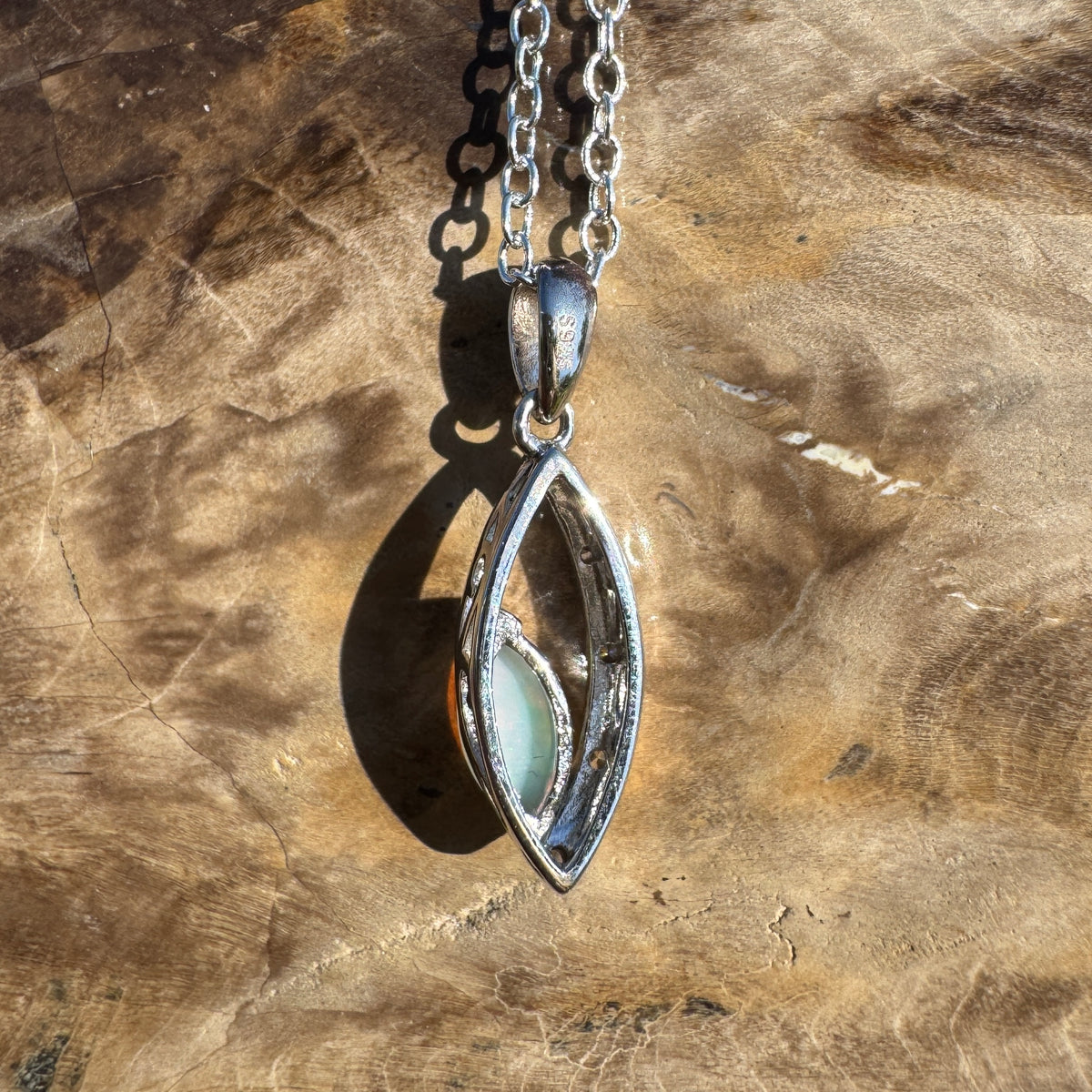 0.4ct Coober Pedy Opal Pendant Necklace ~ 'Lake Eyre Spark' | 925 Sterling Silver | Solid Australian Opal