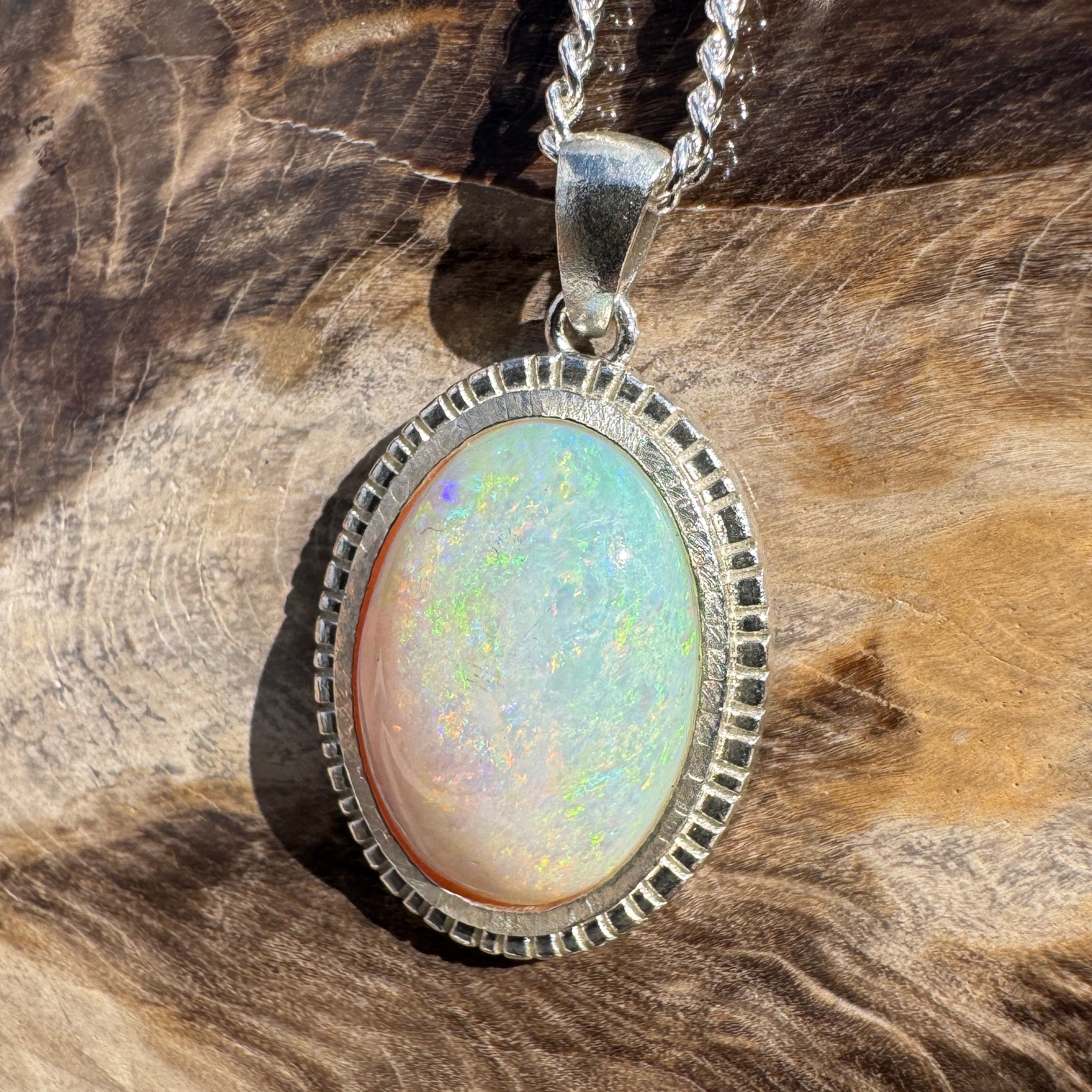 4ct Coober Pedy Opal Pendant Necklace ~ 'Wineglass Bay Waters' | 925 Sterling Silver | Solid Australian Opal