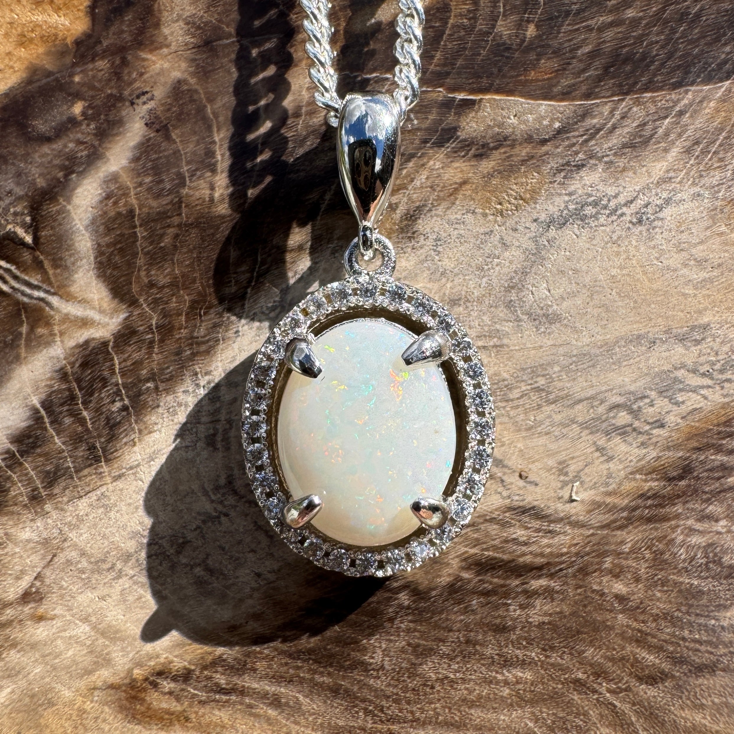 1.2ct Coober Pedy Opal Pendant Necklace ~ 'Lancelin Drift' | 925 Sterling Silver | Solid Australian Opal