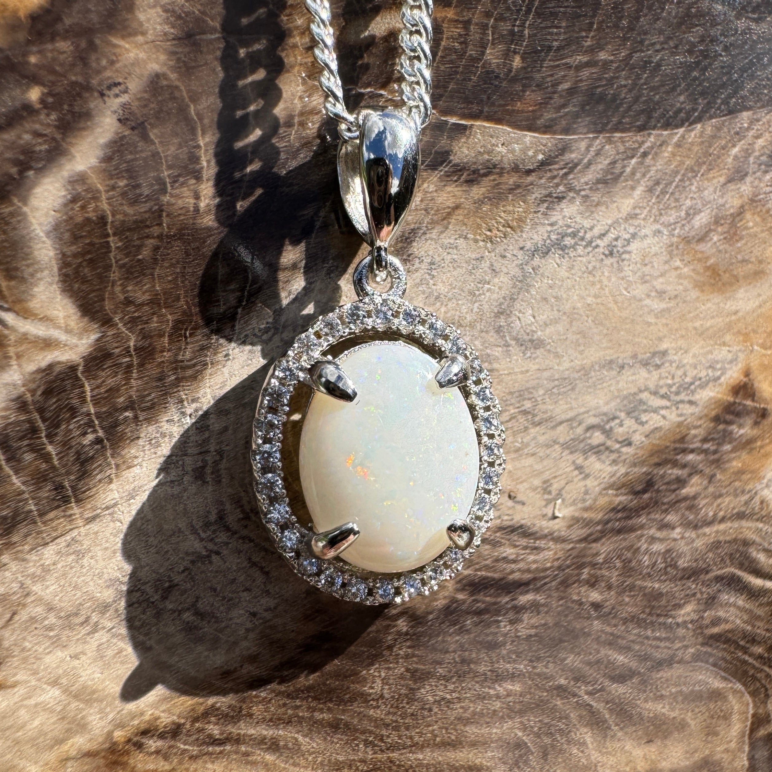 1.2ct Coober Pedy Opal Pendant Necklace ~ 'Lancelin Drift' | 925 Sterling Silver | Solid Australian Opal