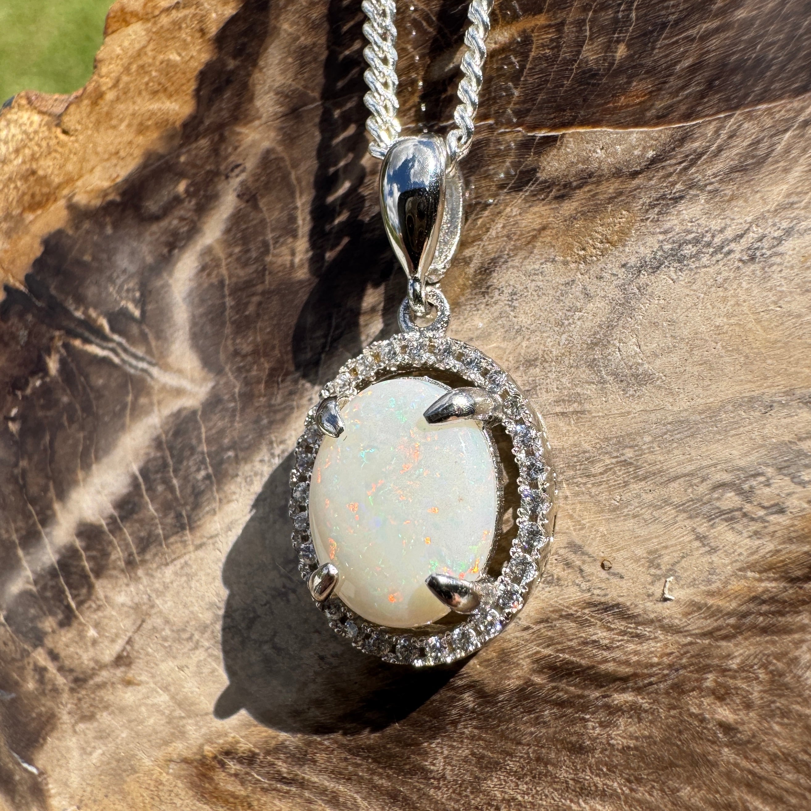 1.2ct Coober Pedy Opal Pendant Necklace ~ 'Lancelin Drift' | 925 Sterling Silver | Solid Australian Opal