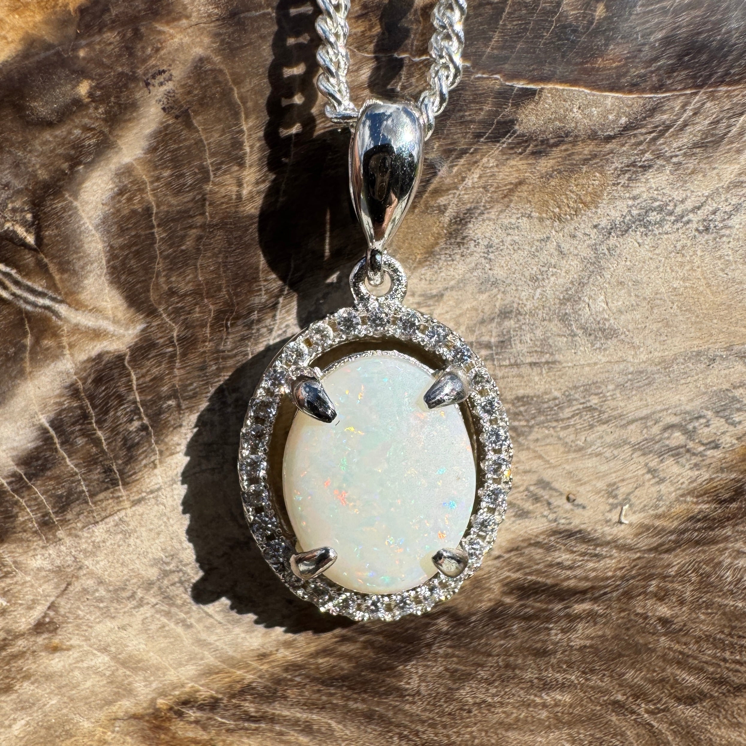 1.2ct Coober Pedy Opal Pendant Necklace ~ 'Lancelin Drift' | 925 Sterling Silver | Solid Australian Opal
