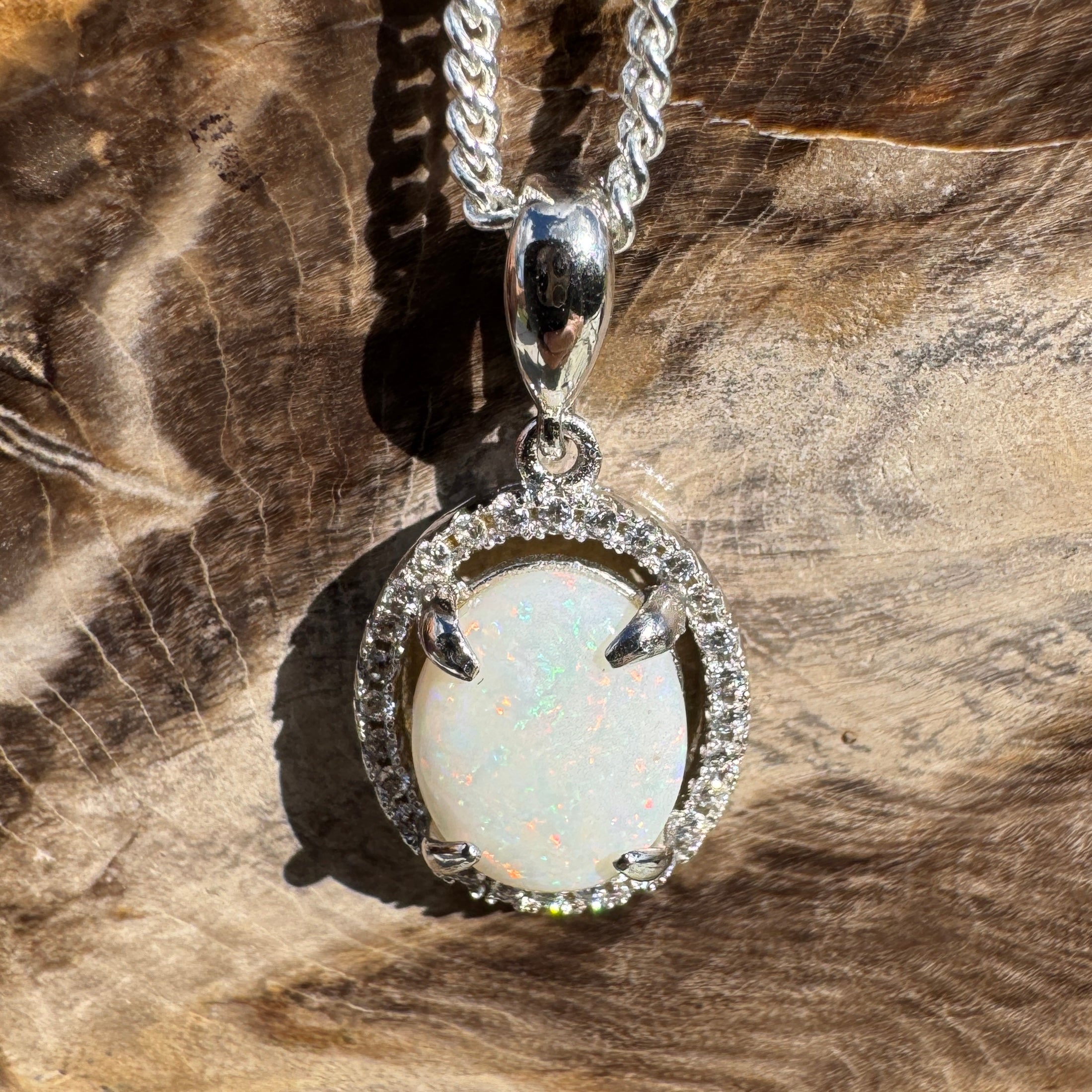 1.2ct Coober Pedy Opal Pendant Necklace ~ 'Lancelin Drift' | 925 Sterling Silver | Solid Australian Opal