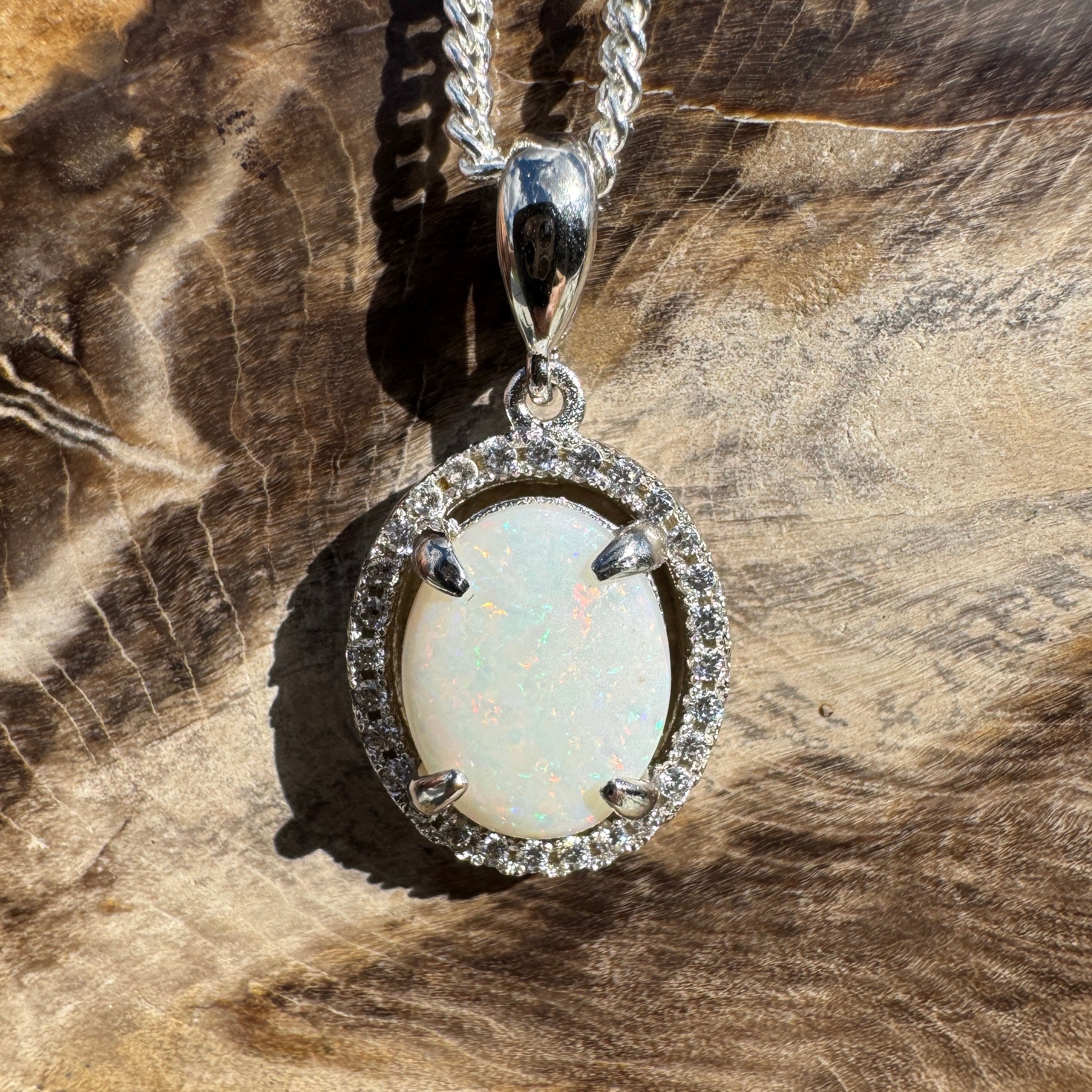 1.2ct Coober Pedy Opal Pendant Necklace ~ 'Lancelin Drift' | 925 Sterling Silver | Solid Australian Opal