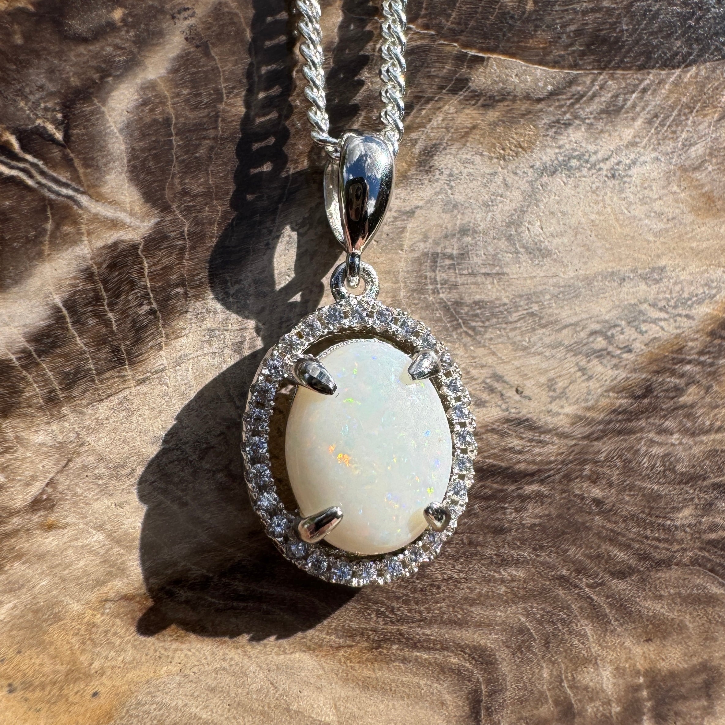 1.2ct Coober Pedy Opal Pendant Necklace ~ 'Lancelin Drift' | 925 Sterling Silver | Solid Australian Opal