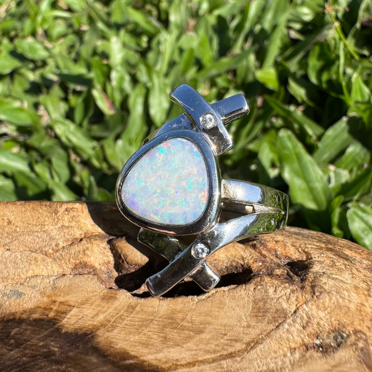1.7ct Coober Pedy Opal Ring ~ 'Innamincka Spectrum' | 925 Sterling Silver | Solid Australian Opal