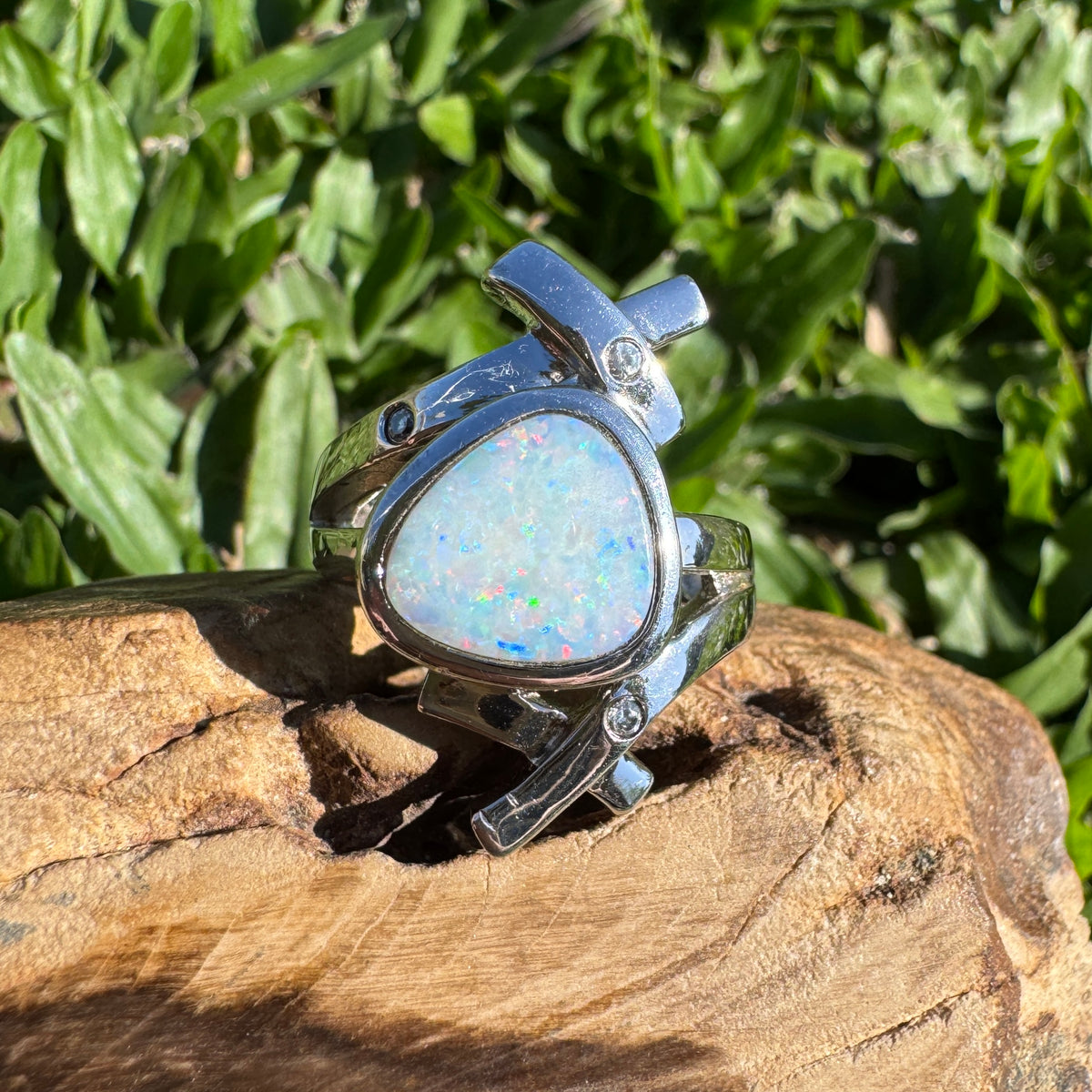 1.7ct Coober Pedy Opal Ring ~ 'Innamincka Spectrum' | 925 Sterling Silver | Solid Australian Opal