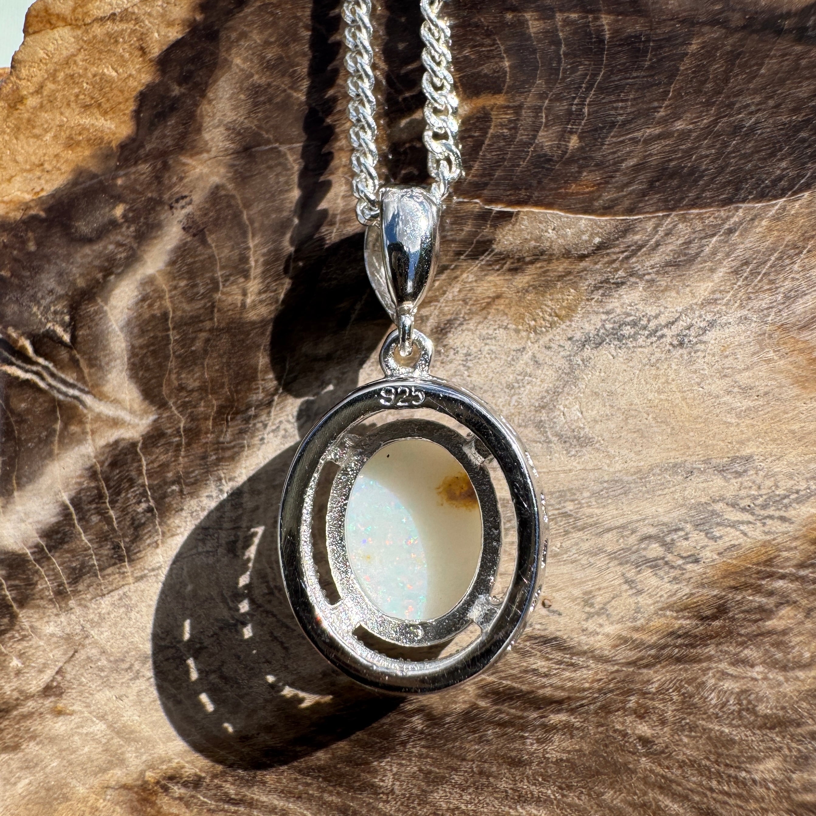 1.2ct Coober Pedy Opal Pendant Necklace ~ 'Lancelin Drift' | 925 Sterling Silver | Solid Australian Opal