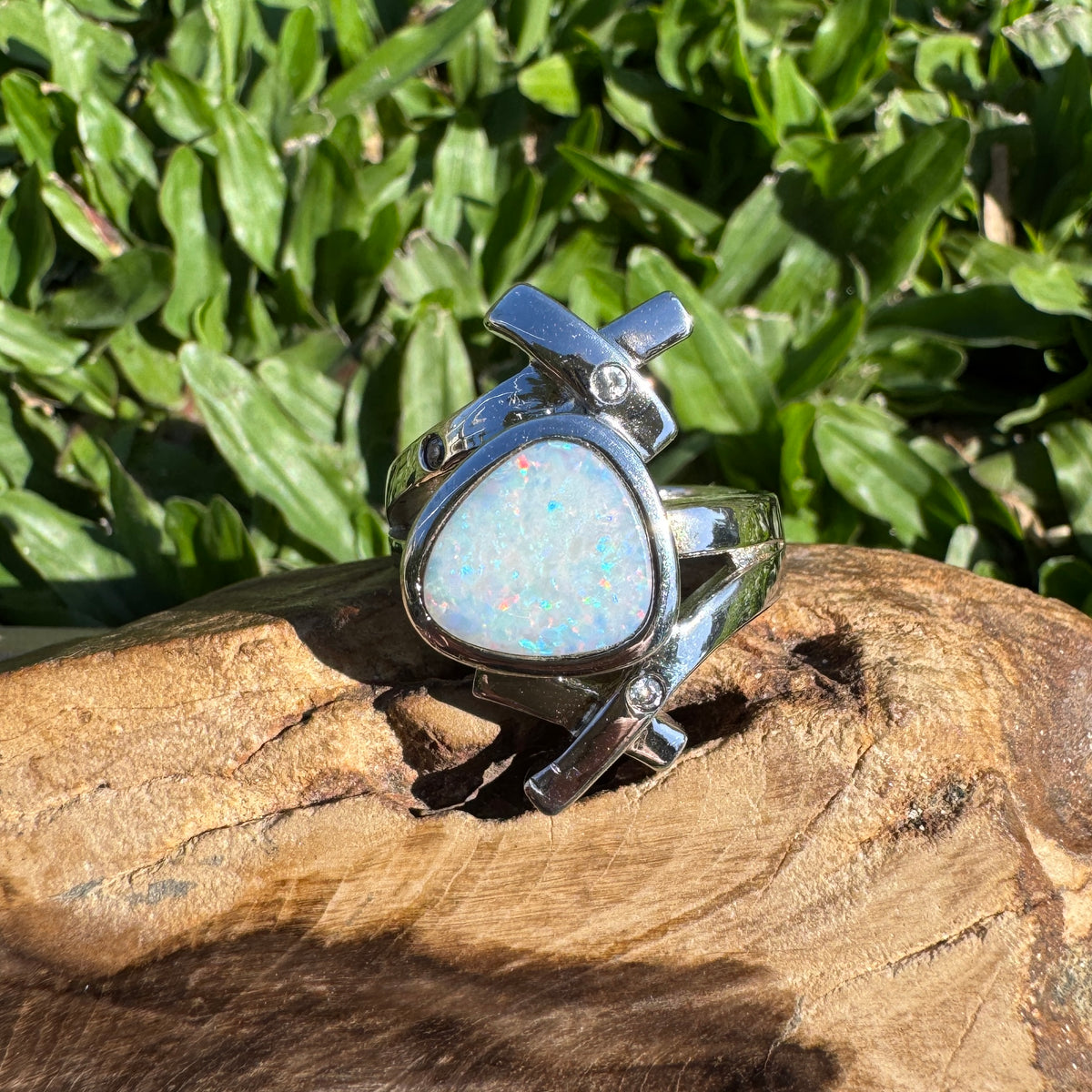 1.7ct Coober Pedy Opal Ring ~ 'Innamincka Spectrum' | 925 Sterling Silver | Solid Australian Opal