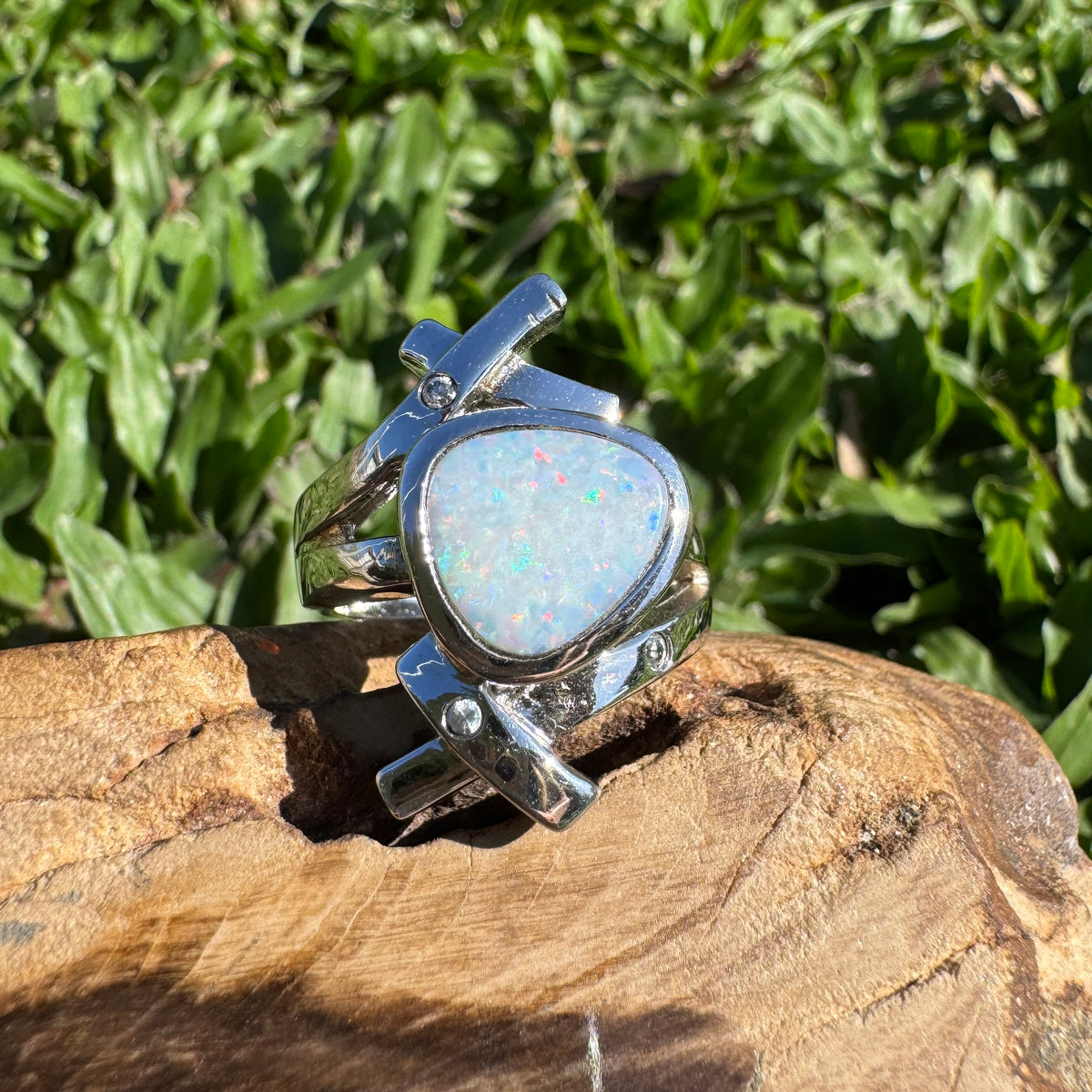 1.7ct Coober Pedy Opal Ring ~ 'Innamincka Spectrum' | 925 Sterling Silver | Solid Australian Opal