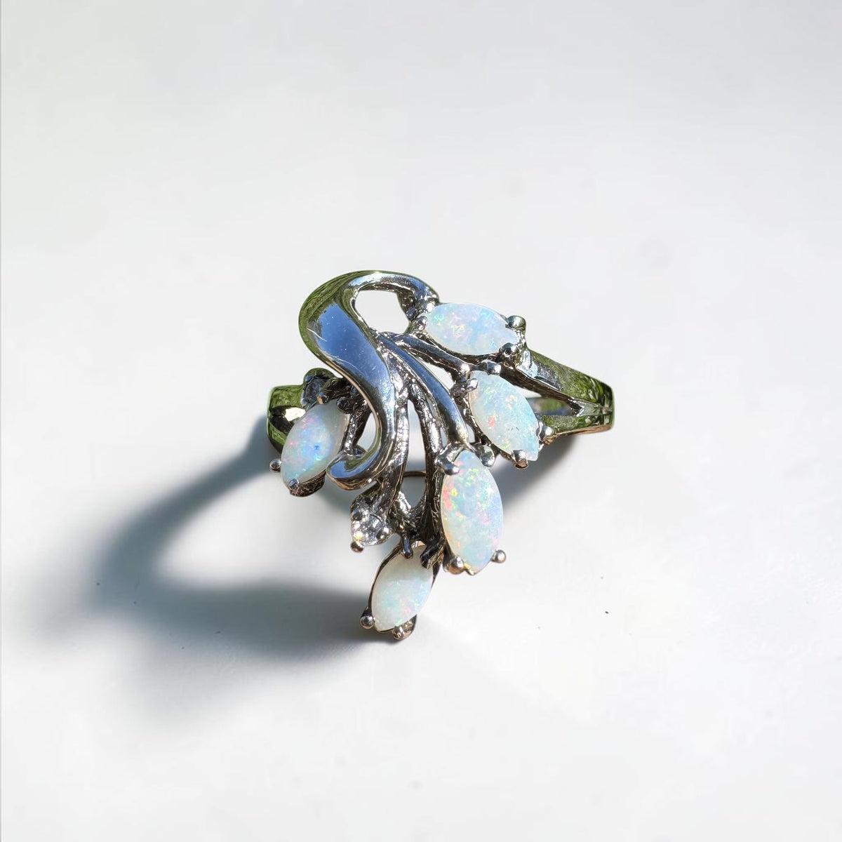 0.5ct Coober Pedy Opal Ring ~ 'Pichi Richi Cluster' | 925 Sterling Silver | Solid Australian Opal