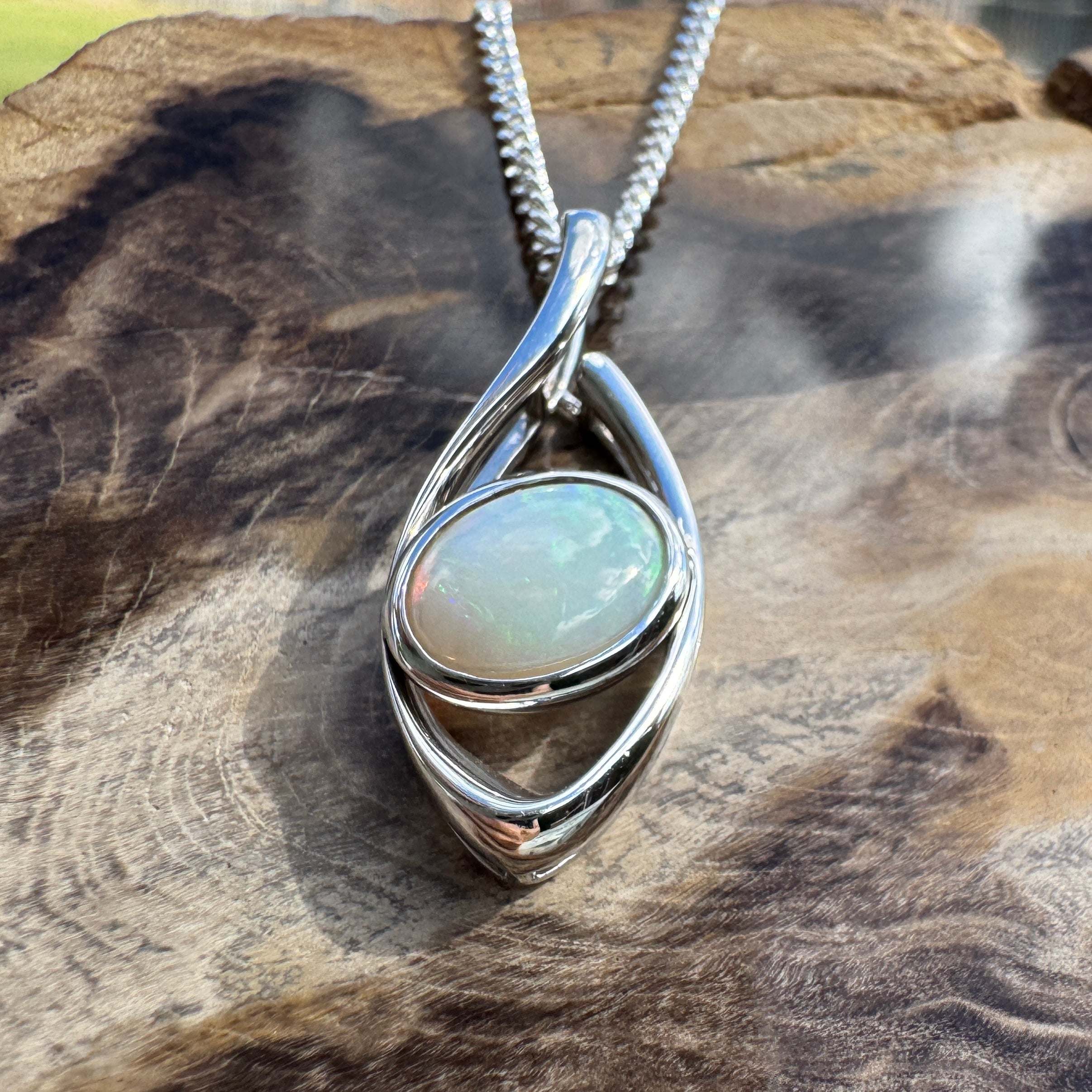 0.8ct Coober Pedy Opal Pendant Necklace ~ 'Kings Canyon Shadow' | 925 Sterling Silver | Solid Australian Opal