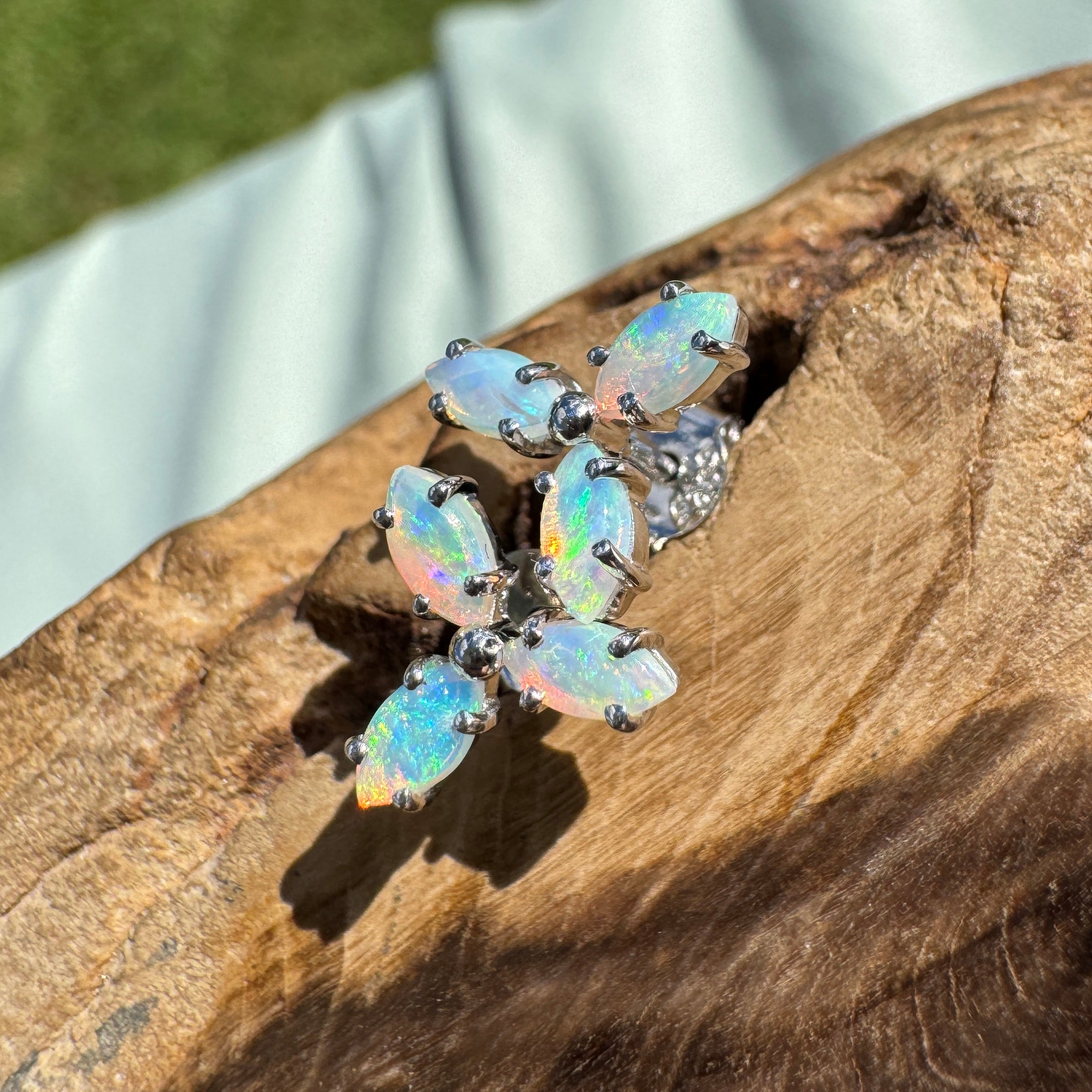 1ct Lightning Ridge Crystal Opal Stud Earrings ~ 'Hyams Beach Glow' | 925 Sterling Silver | Solid Australian Opal