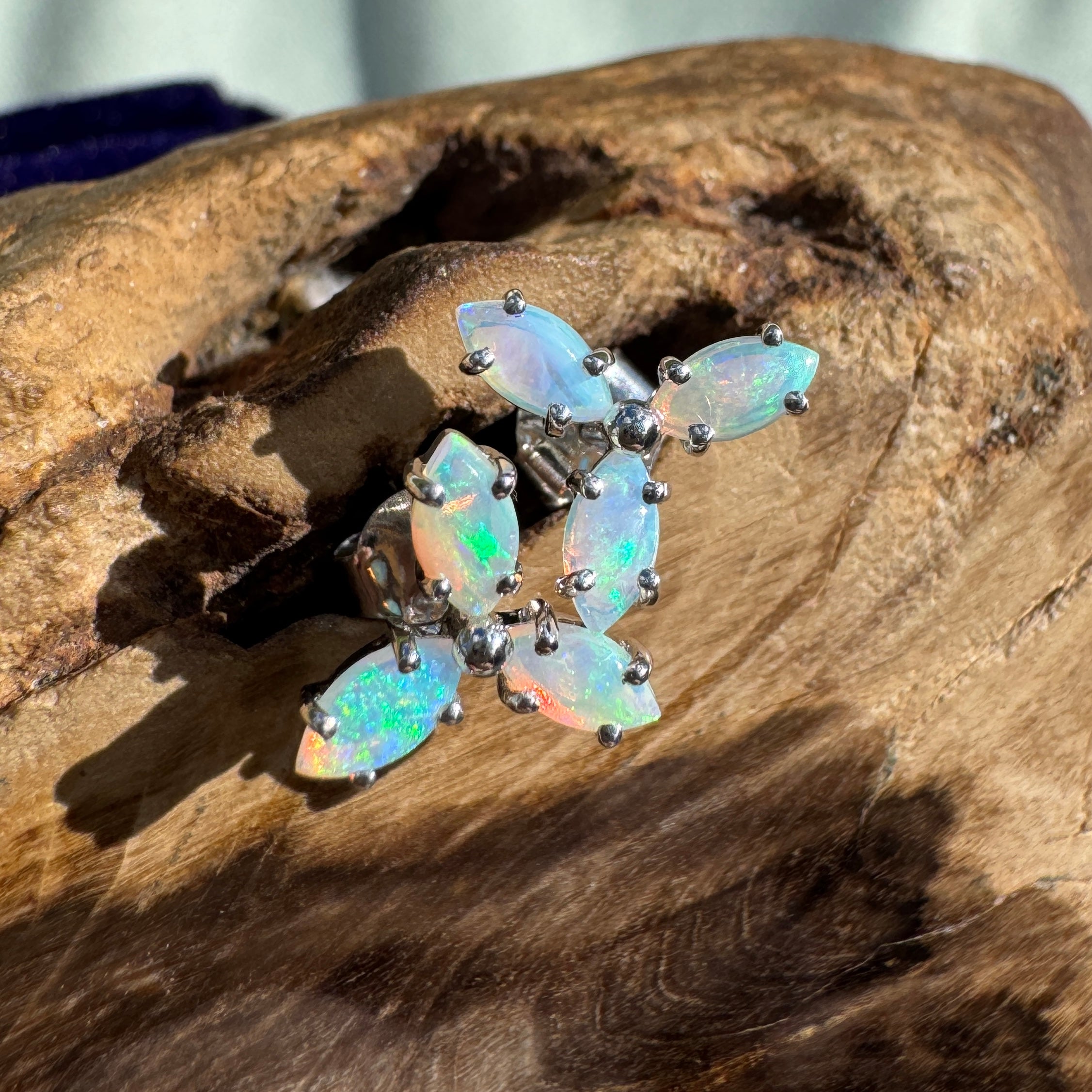 1ct Lightning Ridge Crystal Opal Stud Earrings ~ 'Hyams Beach Glow' | 925 Sterling Silver | Solid Australian Opal
