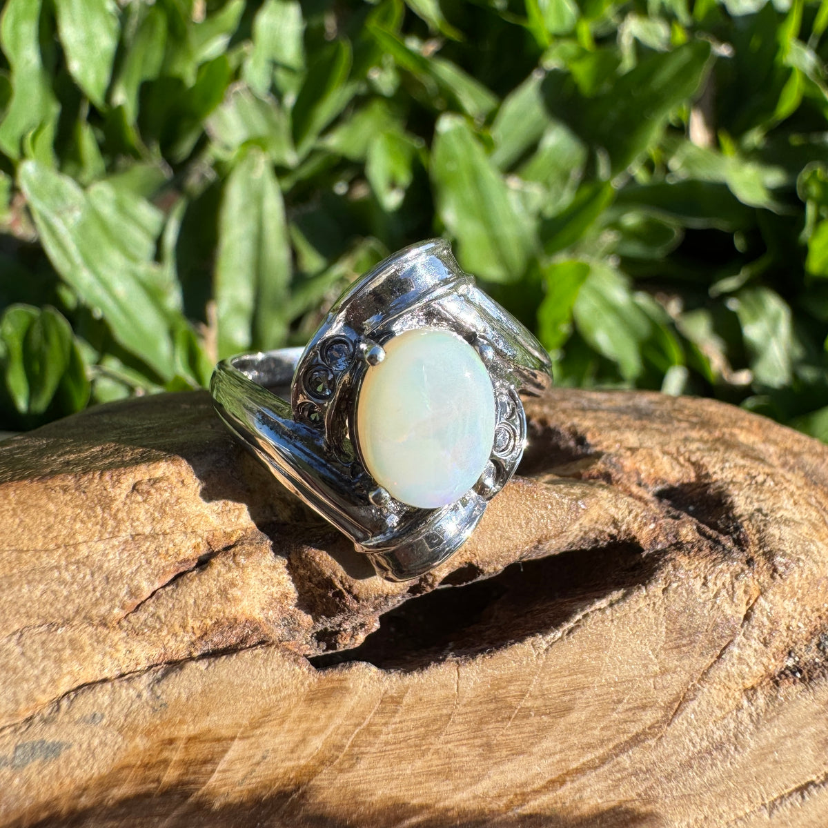 1.2ct Coober Pedy Opal Ring ~ 'Maldon Firelight' | 925 Sterling Silver | Solid Australian Opal