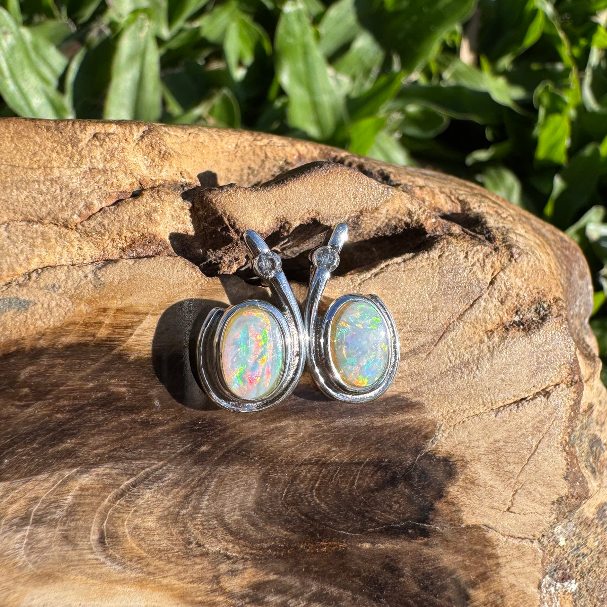 1ct Coober Pedy Opal Stud Earrings ~ 'Port Stephens Point' | 925 Sterling Silver | Solid Australian Opal