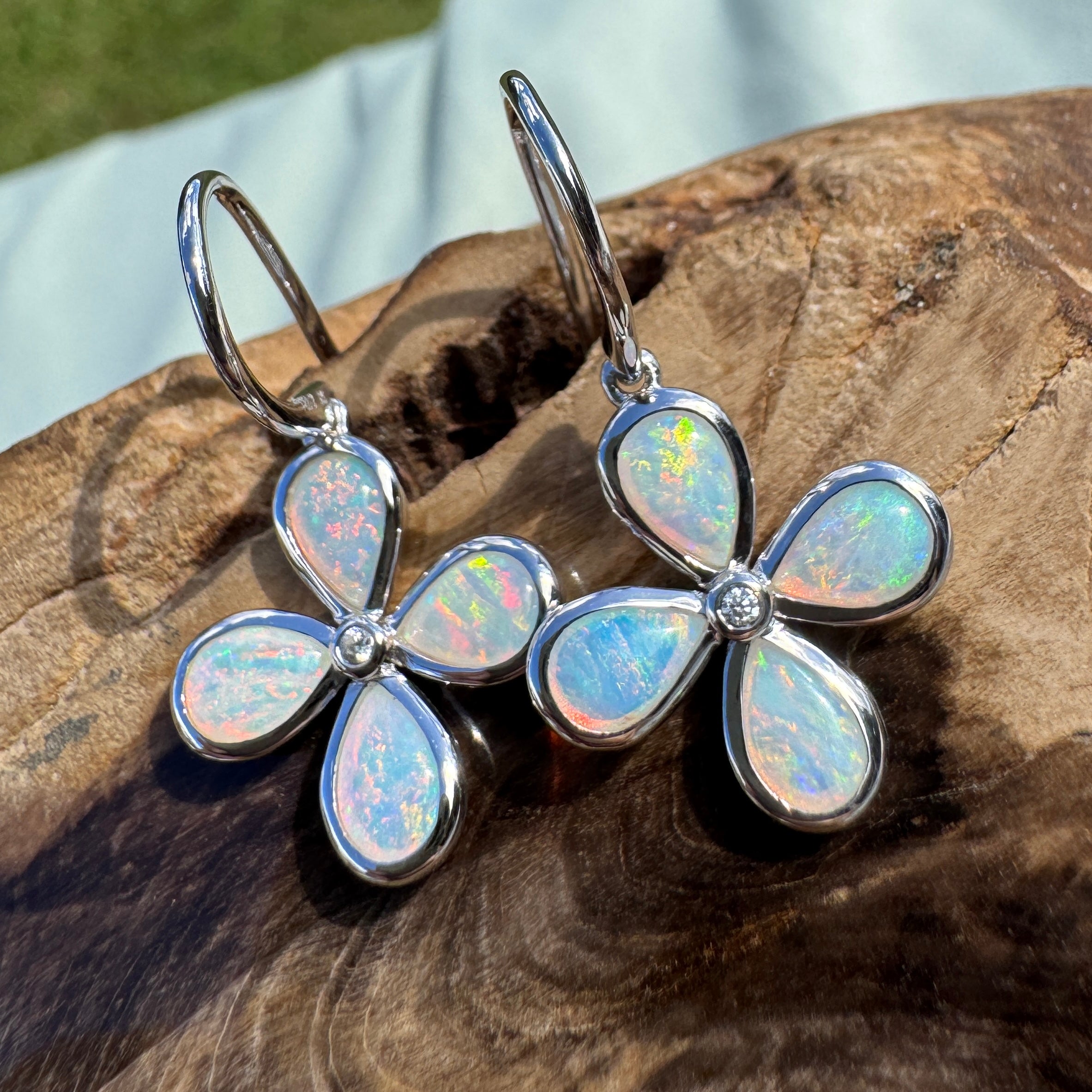 4ct Lightning Ridge Opal Hook Earrings ~ 'Agnes Water Dance' | 925 Sterling Silver | Solid Australian Opal