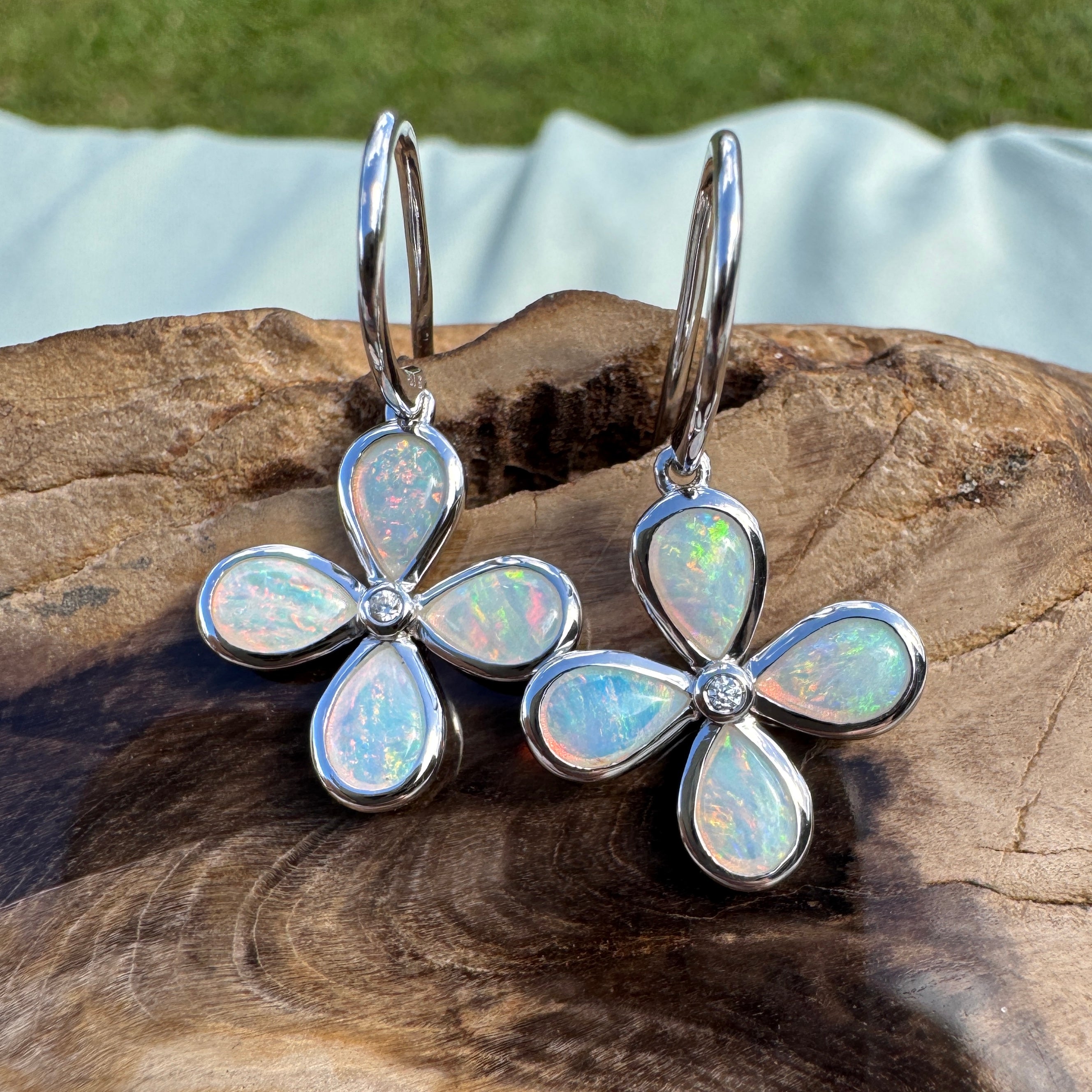 4ct Lightning Ridge Opal Hook Earrings ~ 'Agnes Water Dance' | 925 Sterling Silver | Solid Australian Opal