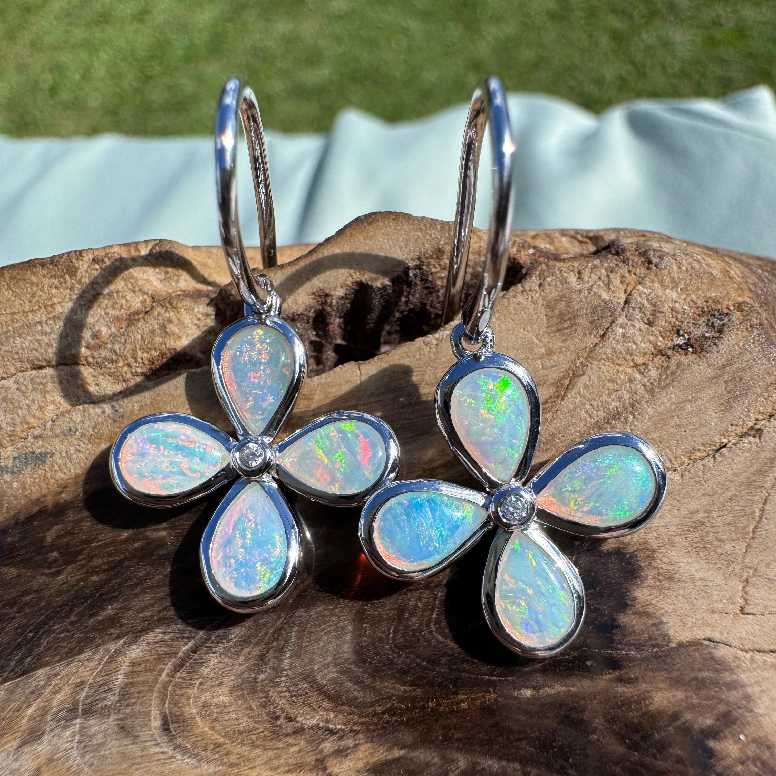 4ct Lightning Ridge Opal Hook Earrings ~ 'Agnes Water Dance' | 925 Sterling Silver | Solid Australian Opal