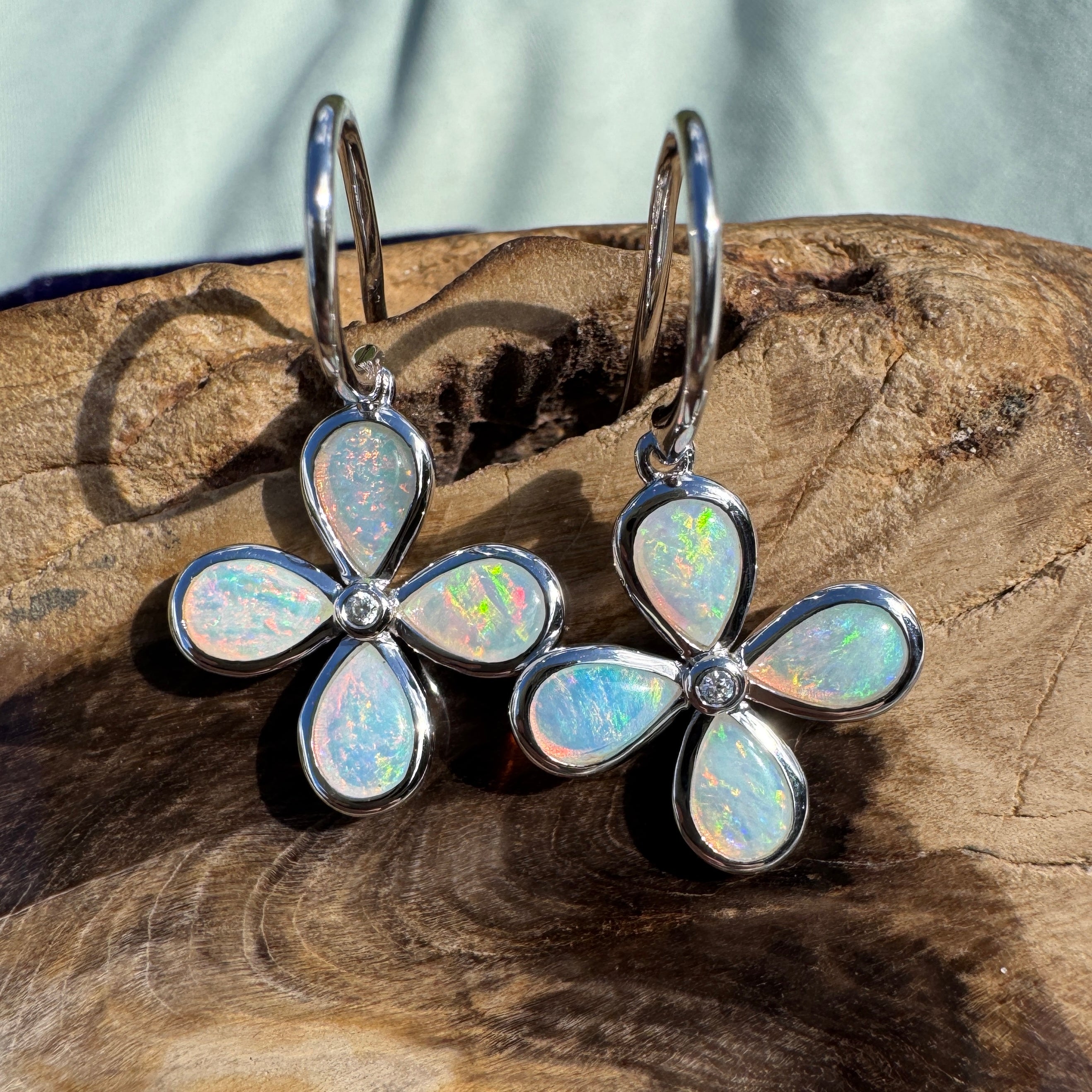 4ct Lightning Ridge Opal Hook Earrings ~ 'Agnes Water Dance' | 925 Sterling Silver | Solid Australian Opal