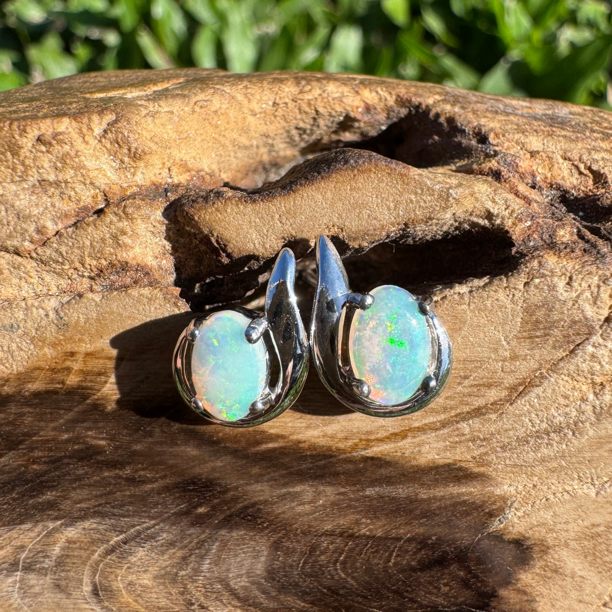 1ct Coober Pedy Opal Stud Earrings ~ 'Rapid Bay Glimmer' | 925 Sterling Silver | Solid Australian Opal