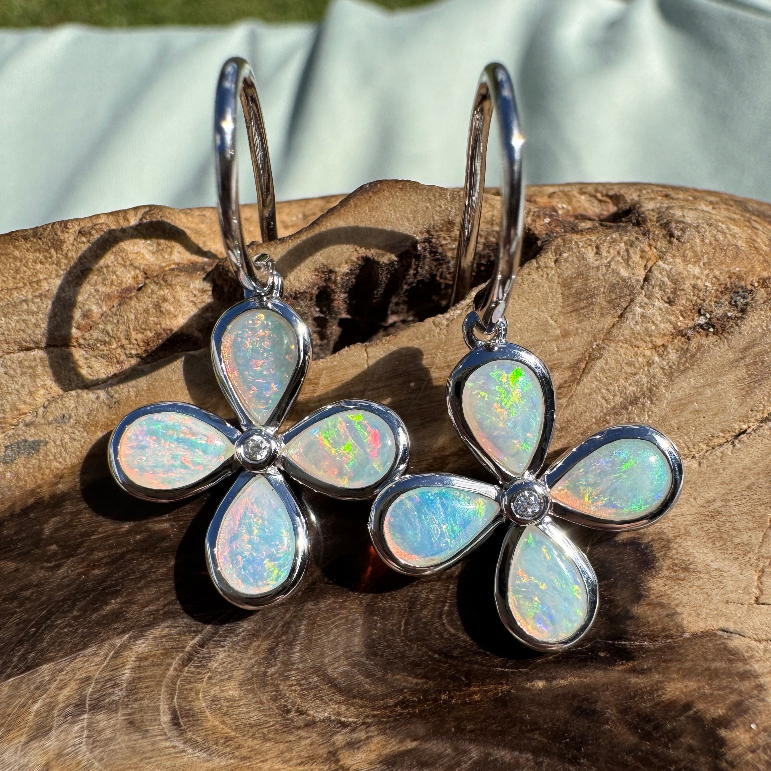 4ct Lightning Ridge Opal Hook Earrings ~ 'Agnes Water Dance' | 925 Sterling Silver | Solid Australian Opal