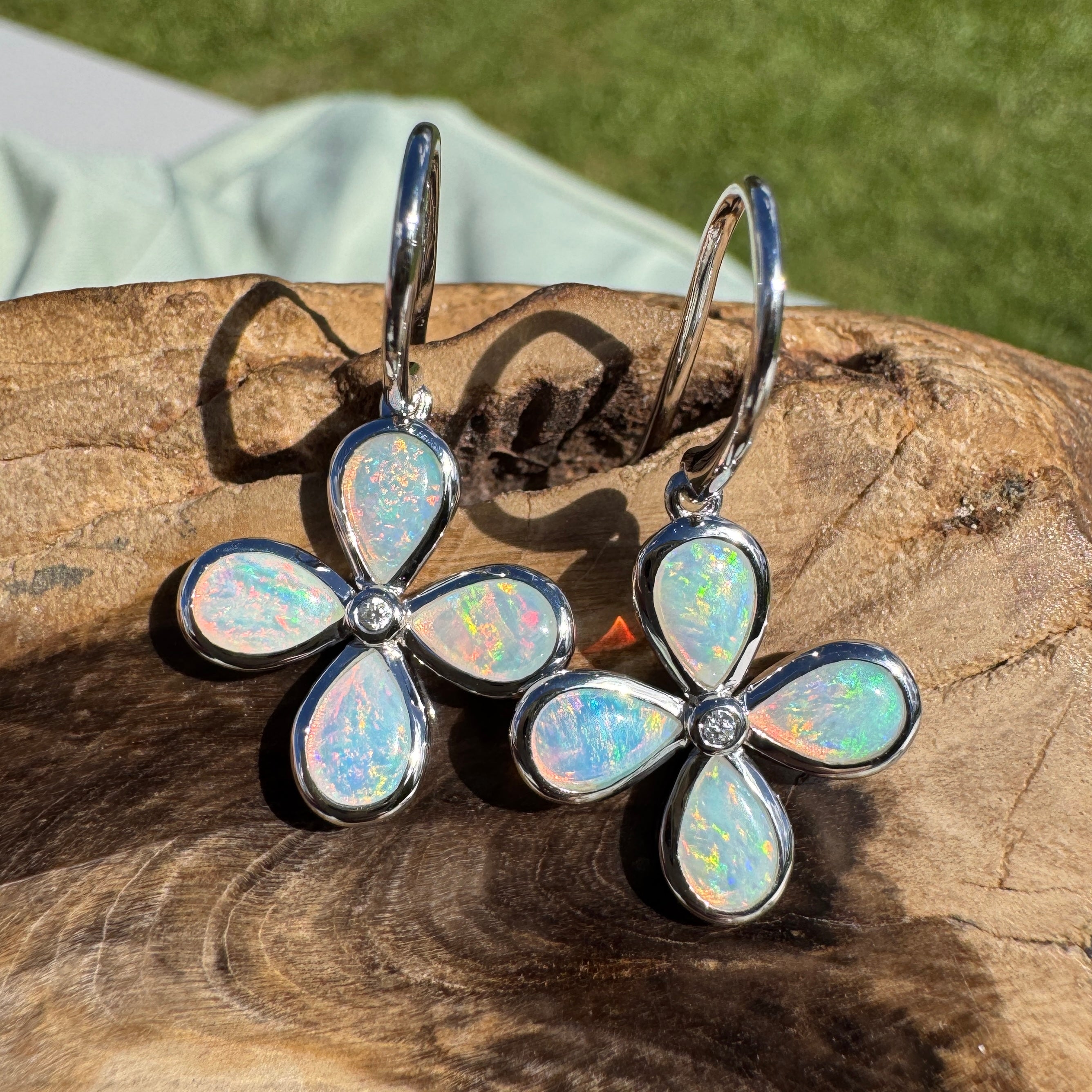 4ct Lightning Ridge Opal Hook Earrings ~ 'Agnes Water Dance' | 925 Sterling Silver | Solid Australian Opal