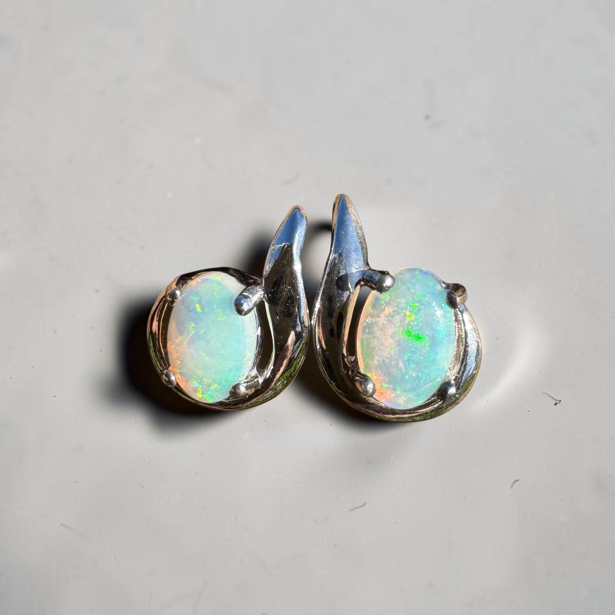 1ct Coober Pedy Opal Stud Earrings ~ 'Rapid Bay Glimmer' | 925 Sterling Silver | Solid Australian Opal