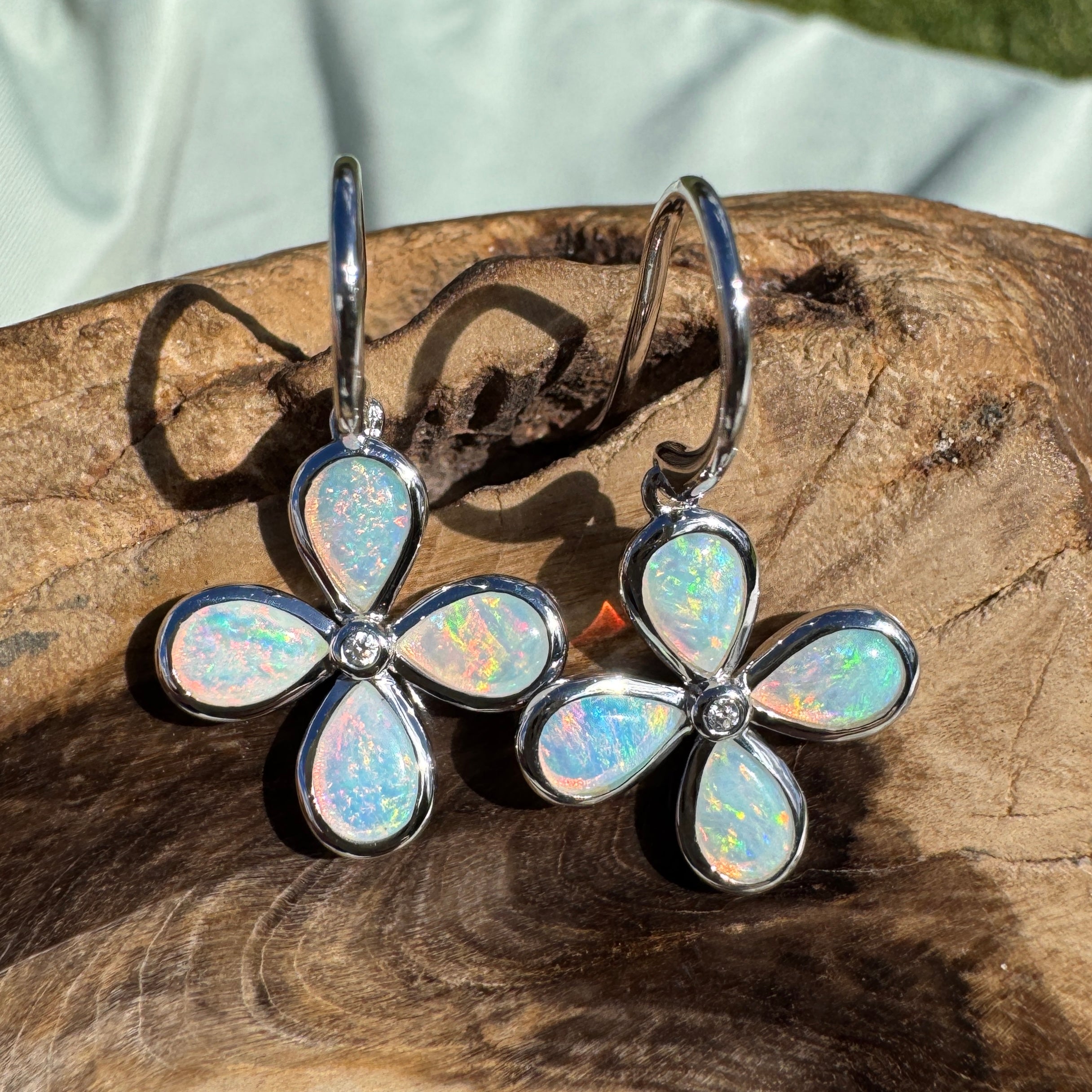 4ct Lightning Ridge Opal Hook Earrings ~ 'Agnes Water Dance' | 925 Sterling Silver | Solid Australian Opal