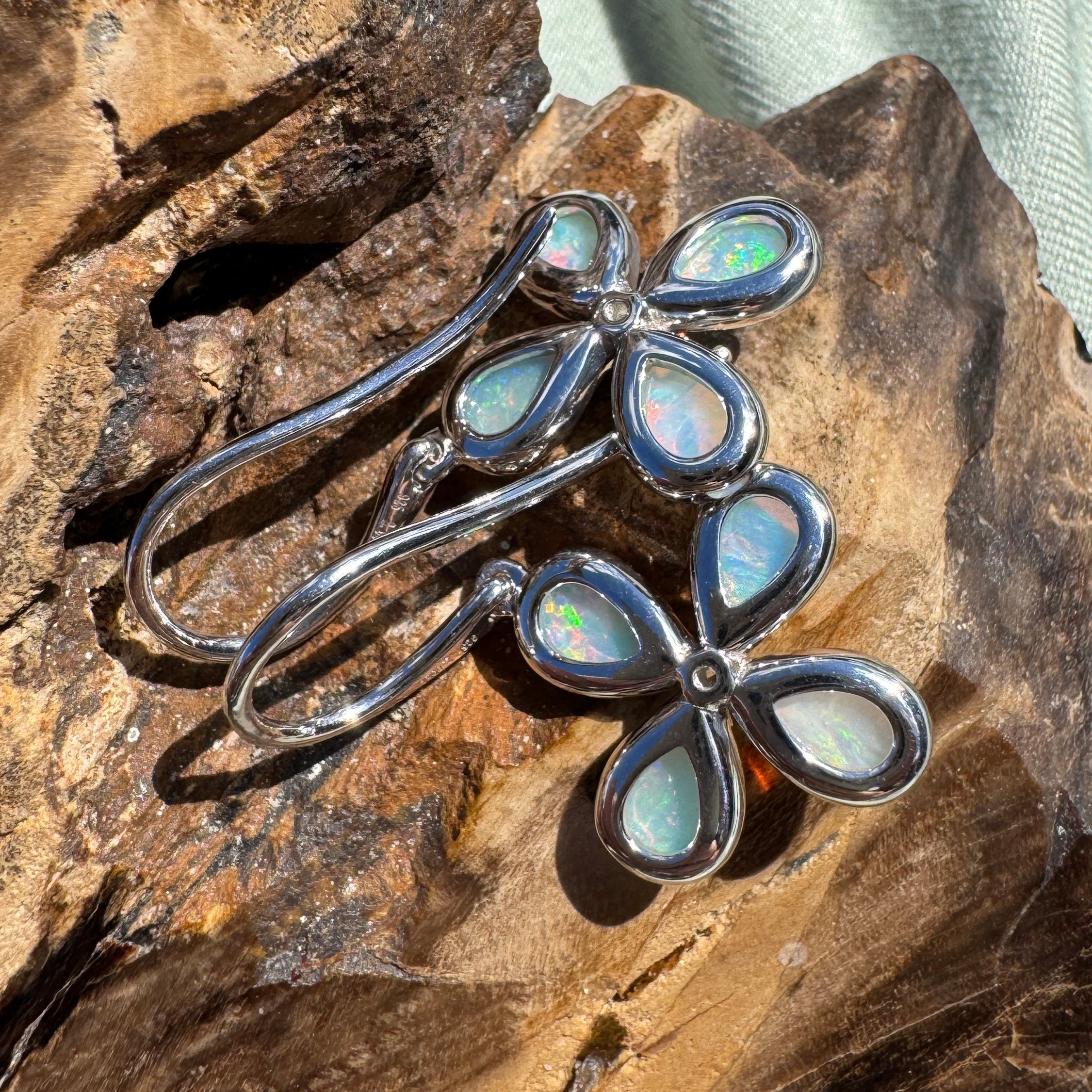 4ct Lightning Ridge Opal Hook Earrings ~ 'Agnes Water Dance' | 925 Sterling Silver | Solid Australian Opal