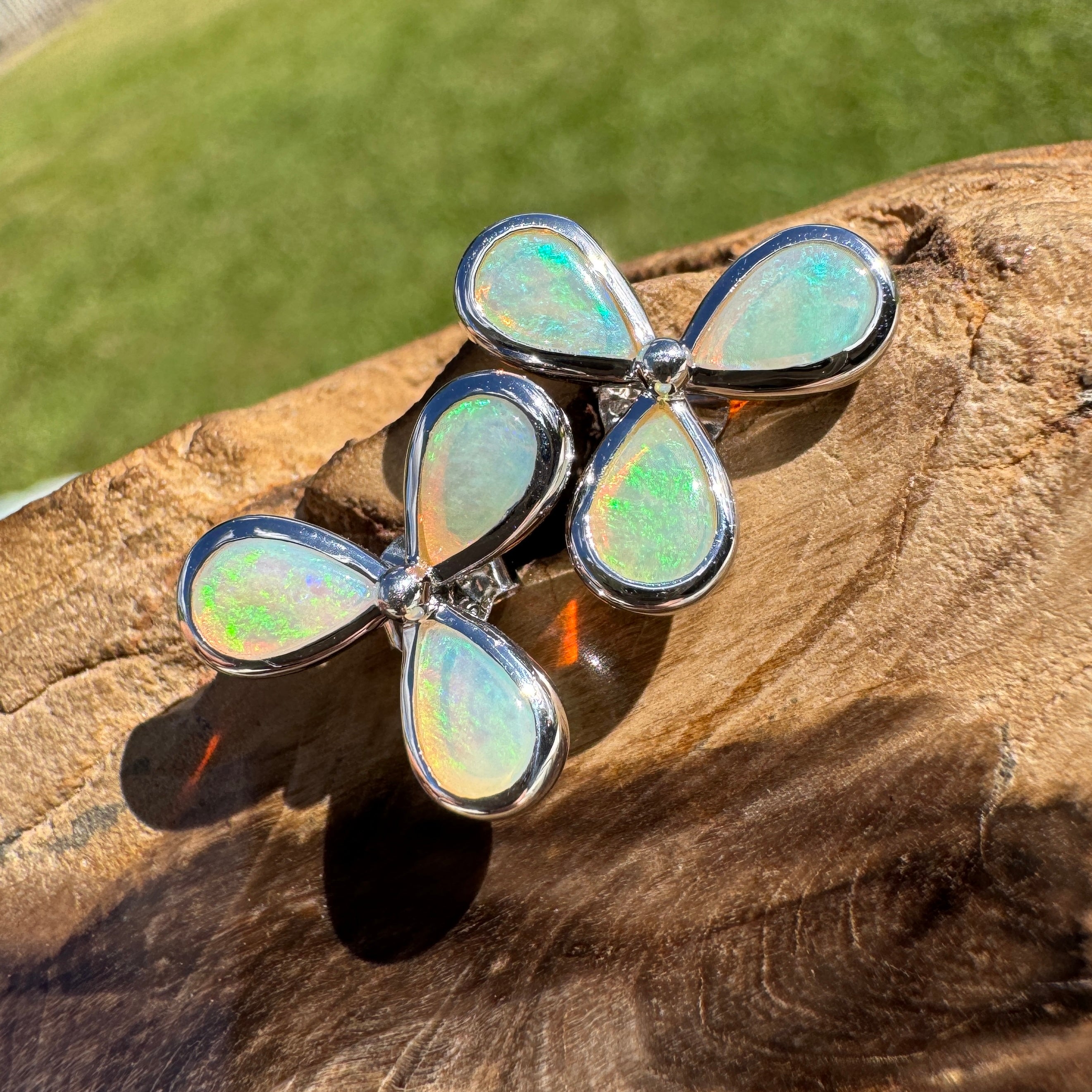 3ct Lightning Ridge Opal Stud Earrings ~ 'Greenough Swell' | 925 Sterling Silver | Solid Australian Opal