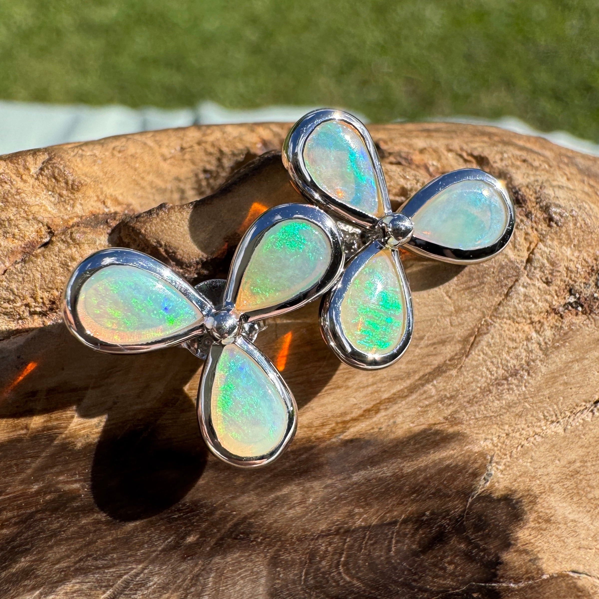 3ct Lightning Ridge Opal Stud Earrings ~ 'Greenough Swell' | 925 Sterling Silver | Solid Australian Opal