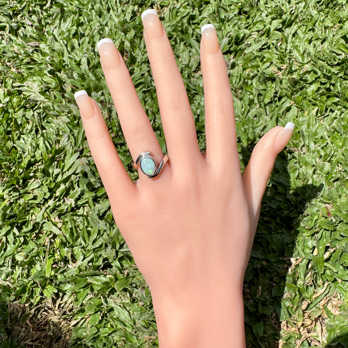 1.6ct Lightning Ridge Semi Black Opal Ring ~ 'Jervis Bay Oval' | 925 Sterling Silver | Solid Australian Opal