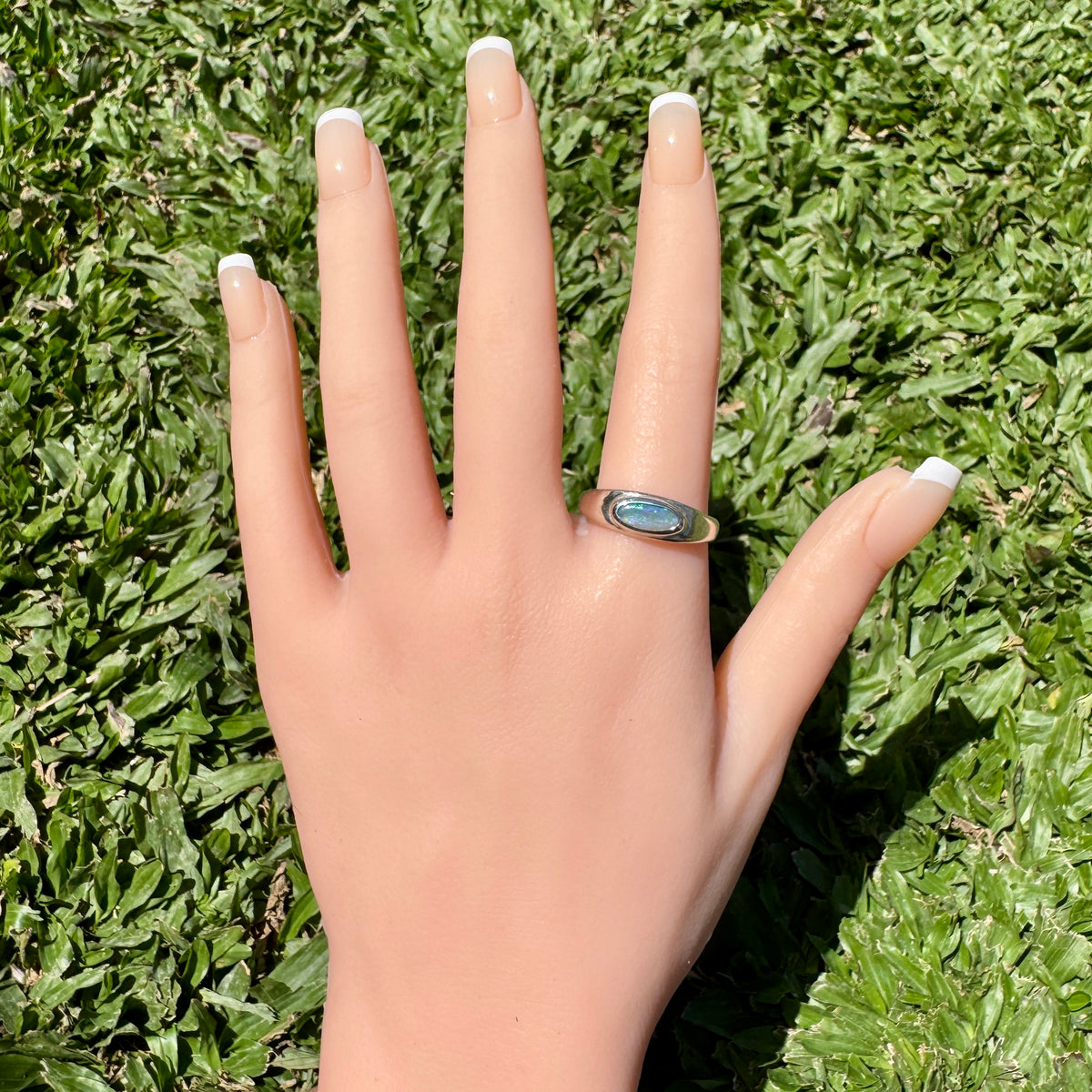 0.83ct Australian Solid Lightning Ridge Opal Silver Ring ~ 'Whitehaven Whisper' | 925 Sterling Silver | Solid Australian Opal