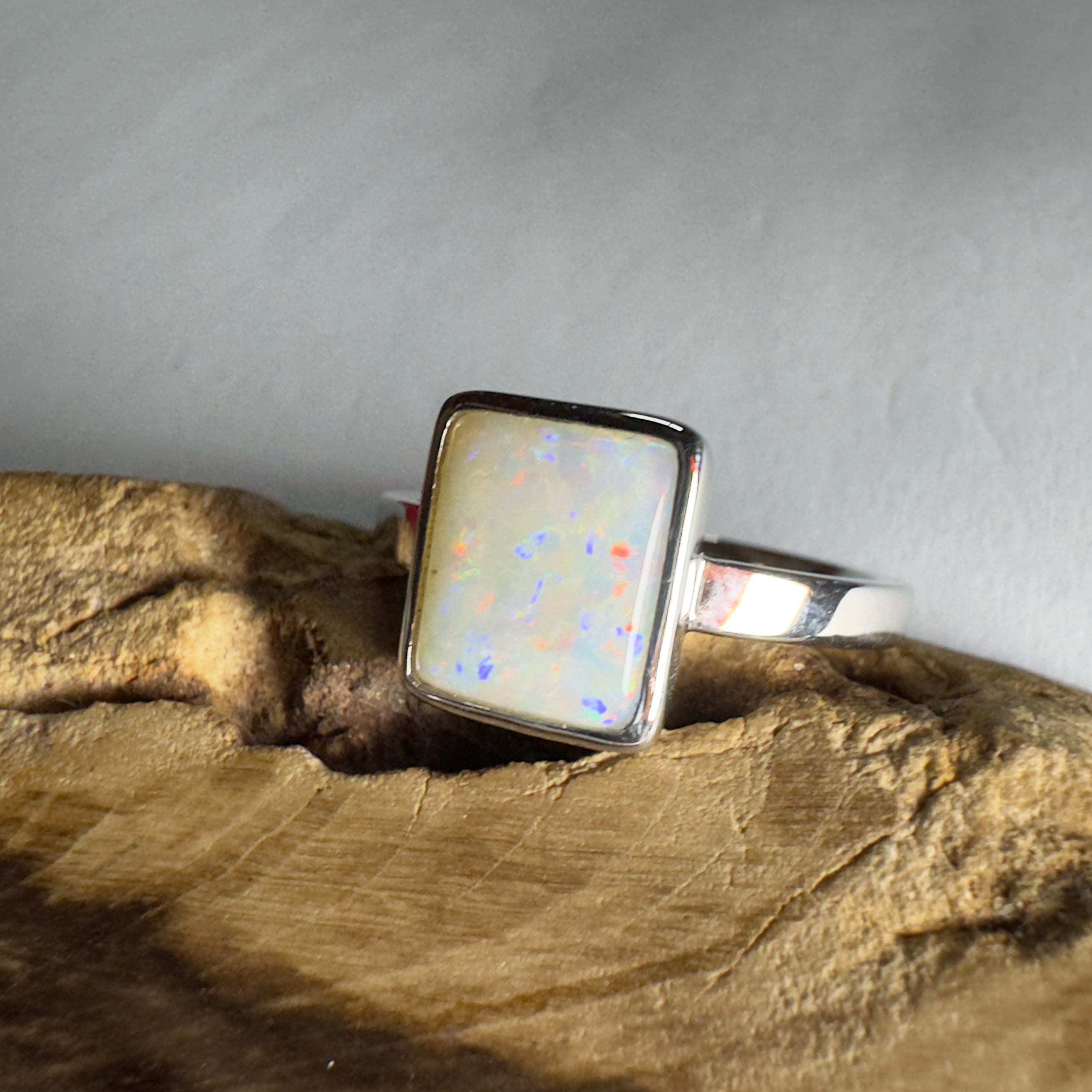 1.7ct Coober Pedy Opal Ring ~ 'Purnululu Prism' | 925 Sterling Silver | Solid Australian Opal