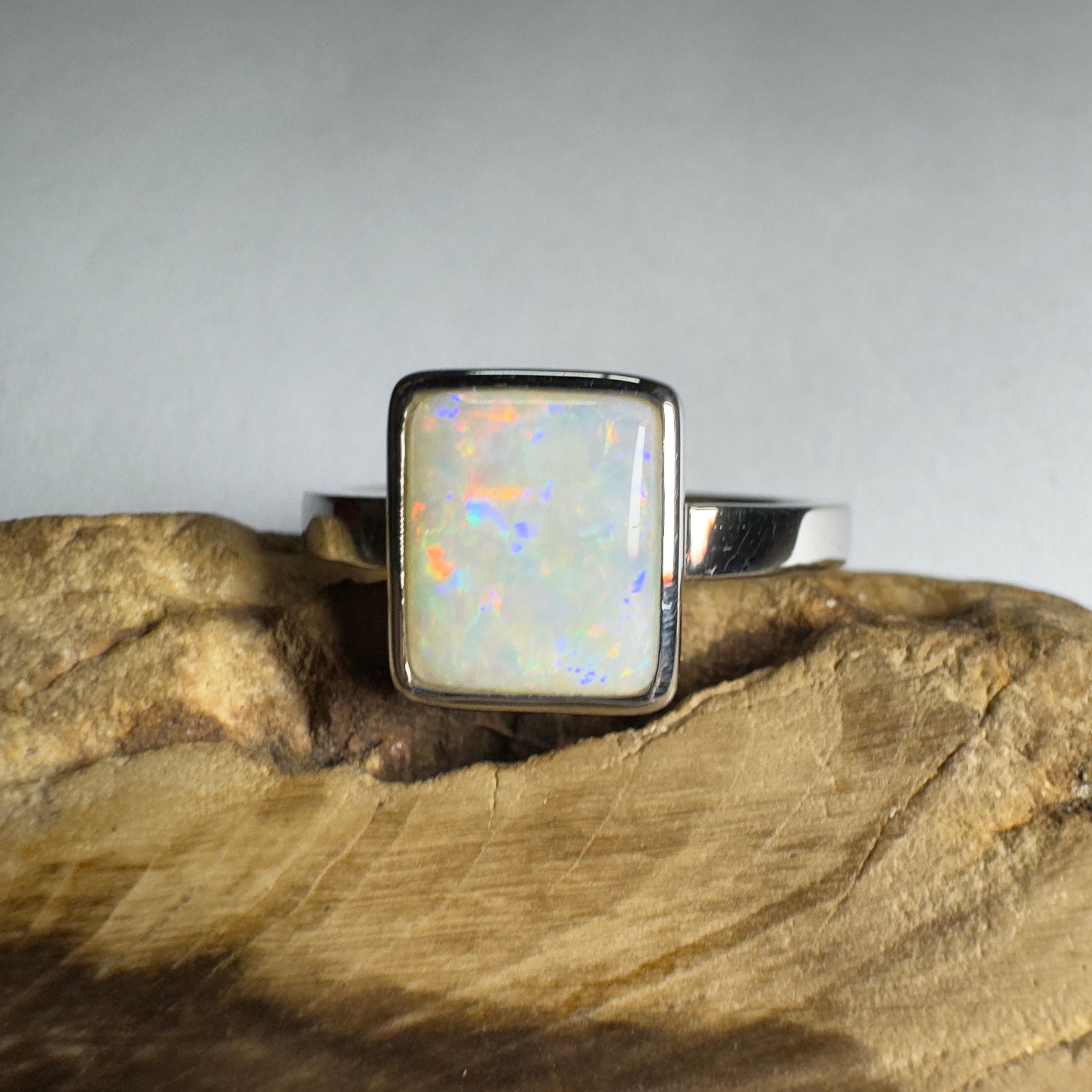 1.7ct Coober Pedy Opal Ring ~ 'Purnululu Prism' | 925 Sterling Silver | Solid Australian Opal