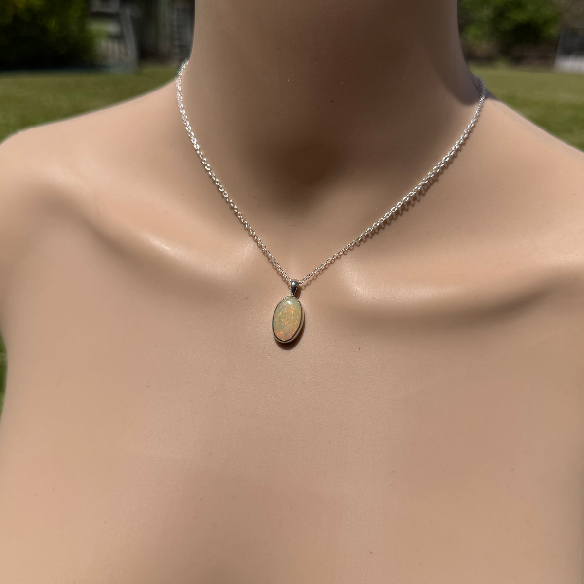 5.7ct Lightning Ridge Opal Pendant Necklace ~ 'Porongurup Ember' | 925 Sterling Silver | Solid Australian Opal