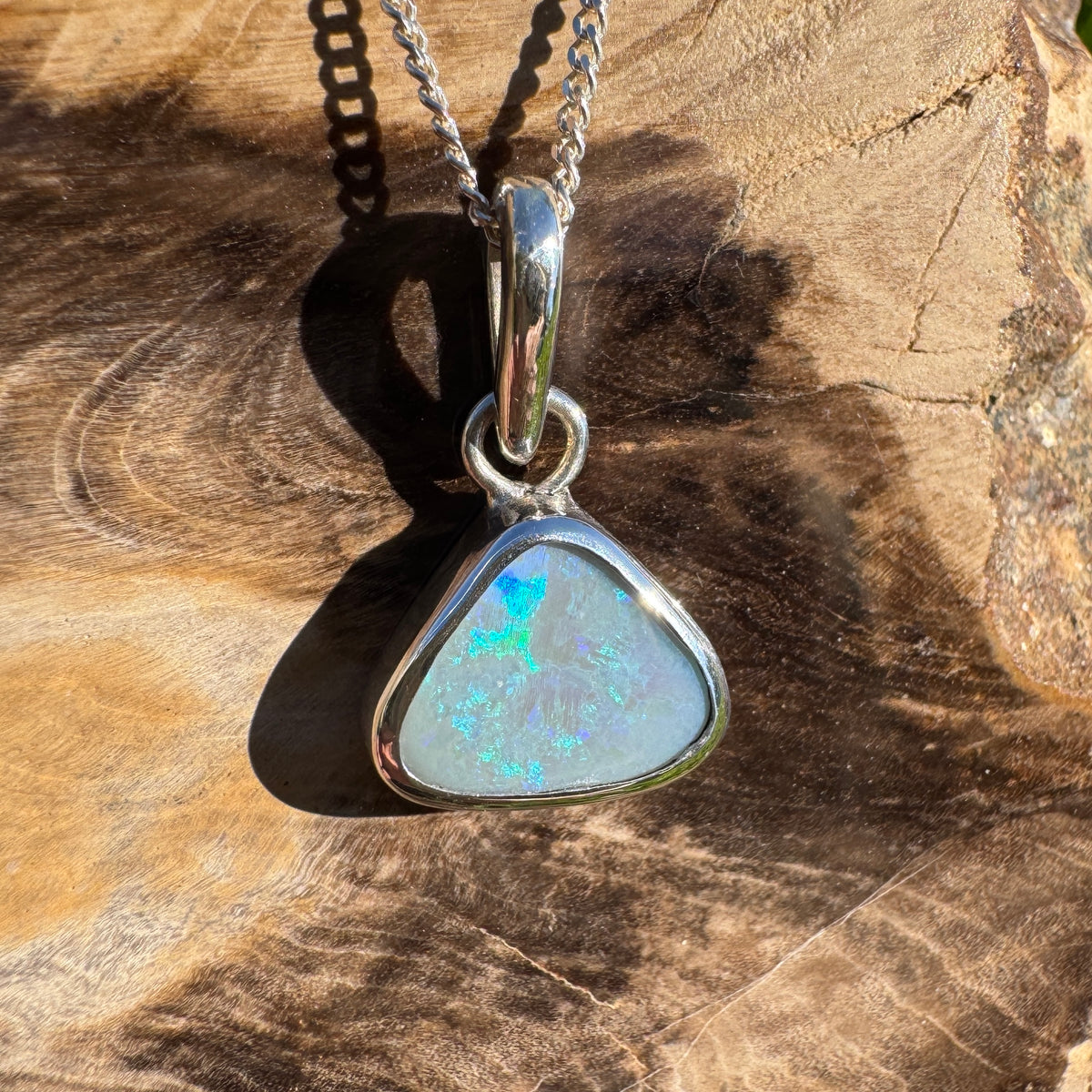 2.3ct Lightning Ridge Opal Pendant Necklace ~ 'Bingil Bay Teal' | 925 Sterling Silver | Solid Australian Opal