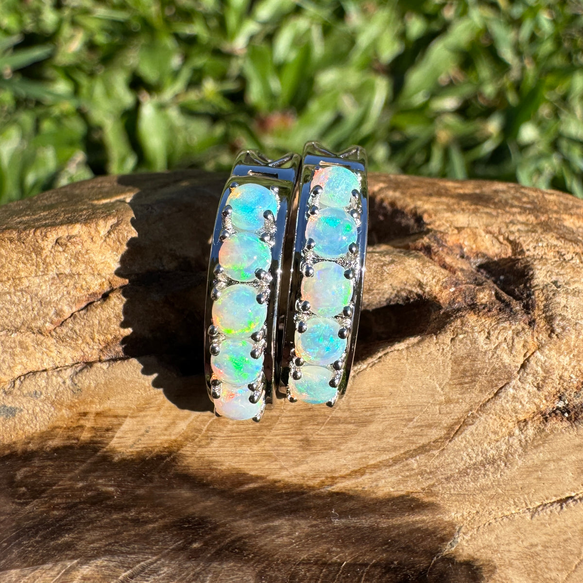 1.5ct Lightning Ridge Crystal Opal Huggie Earrings ~ 'Cape Woolamai Pebbles' | 925 Sterling Silver | Solid Australian Opal